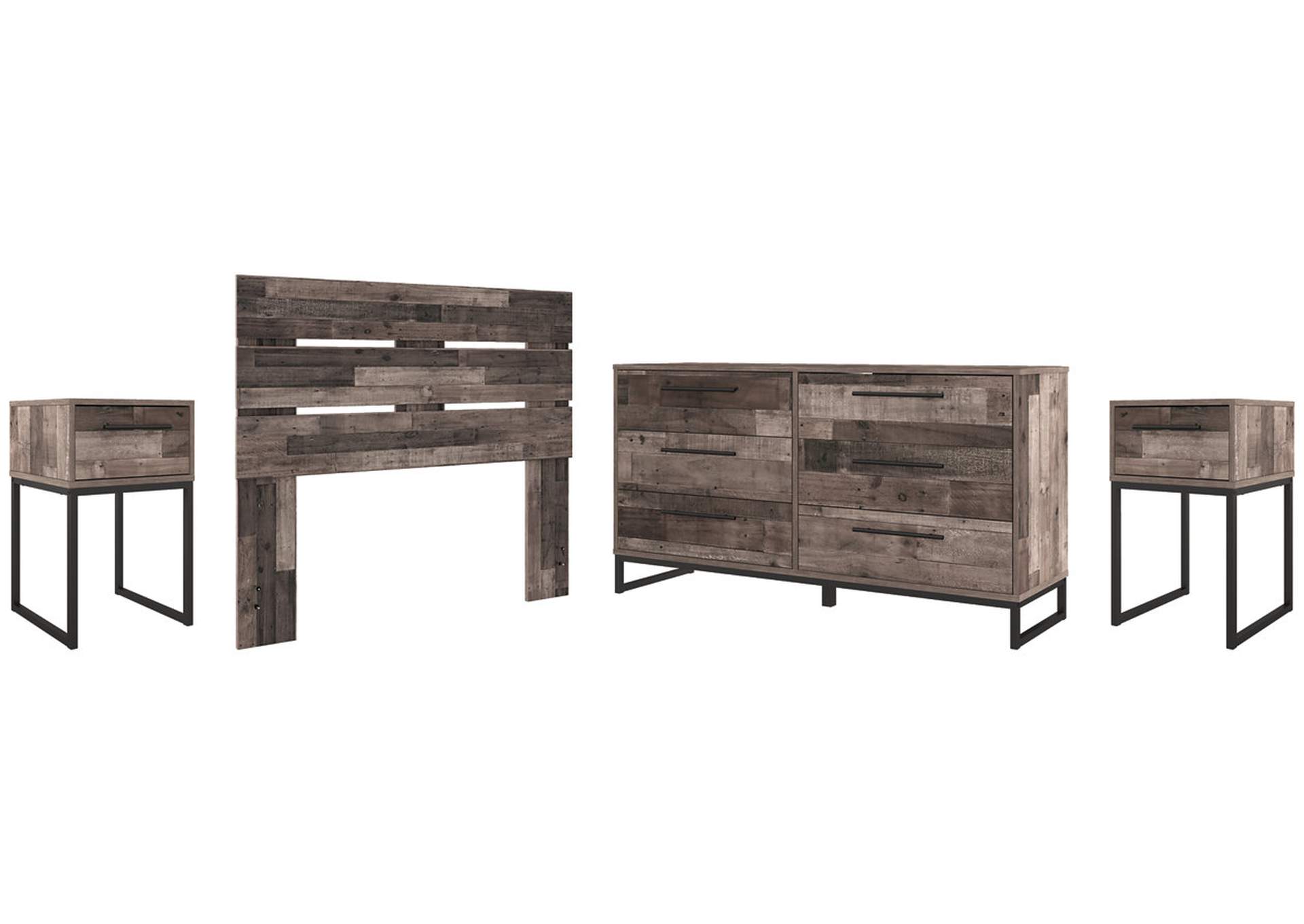Neilsville Full Panel Headboard Bed with Dresser and 2 Nightstands