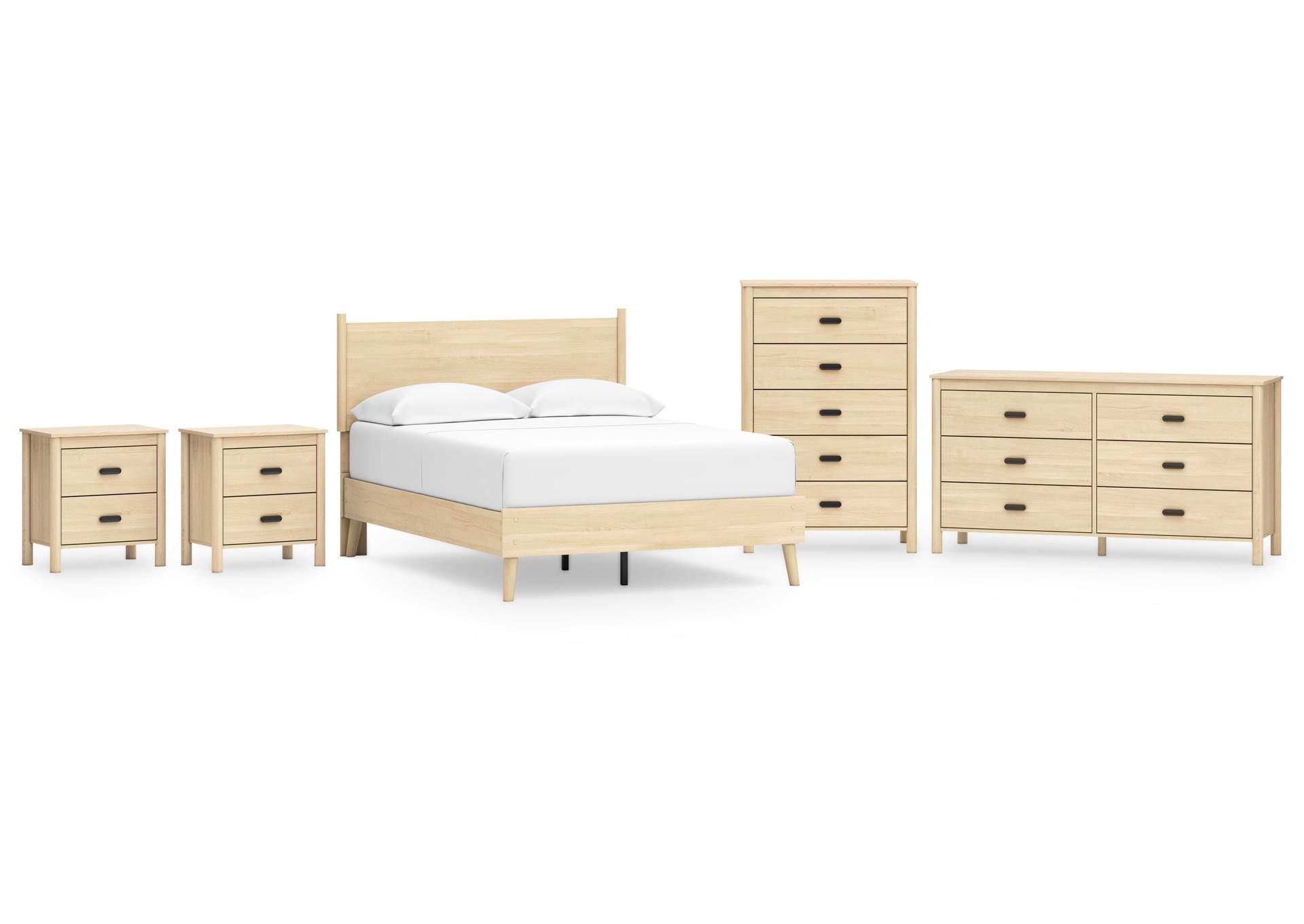 Cabinella Full Platform Panel Bed, Dresser, Chest and 2 Nightstands image 1