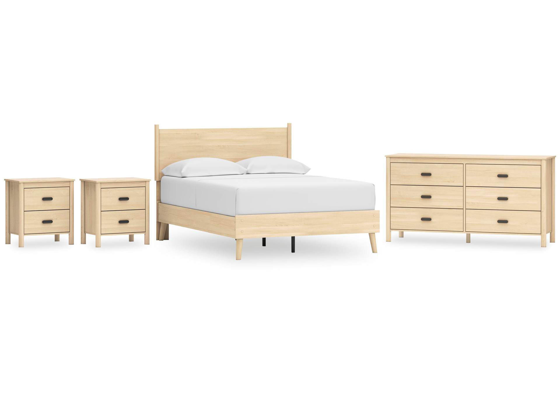 Cabinella Full Platform Panel Bed, Dresser and 2 Nightstands image 1