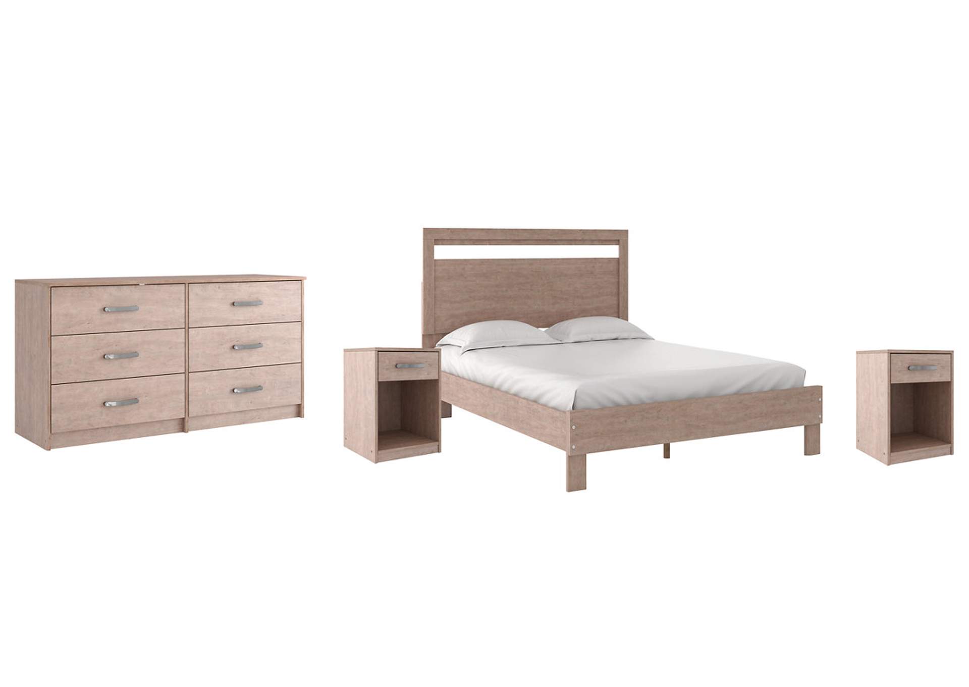 Flannia Queen Panel Platform Bed with 2 Nightstands