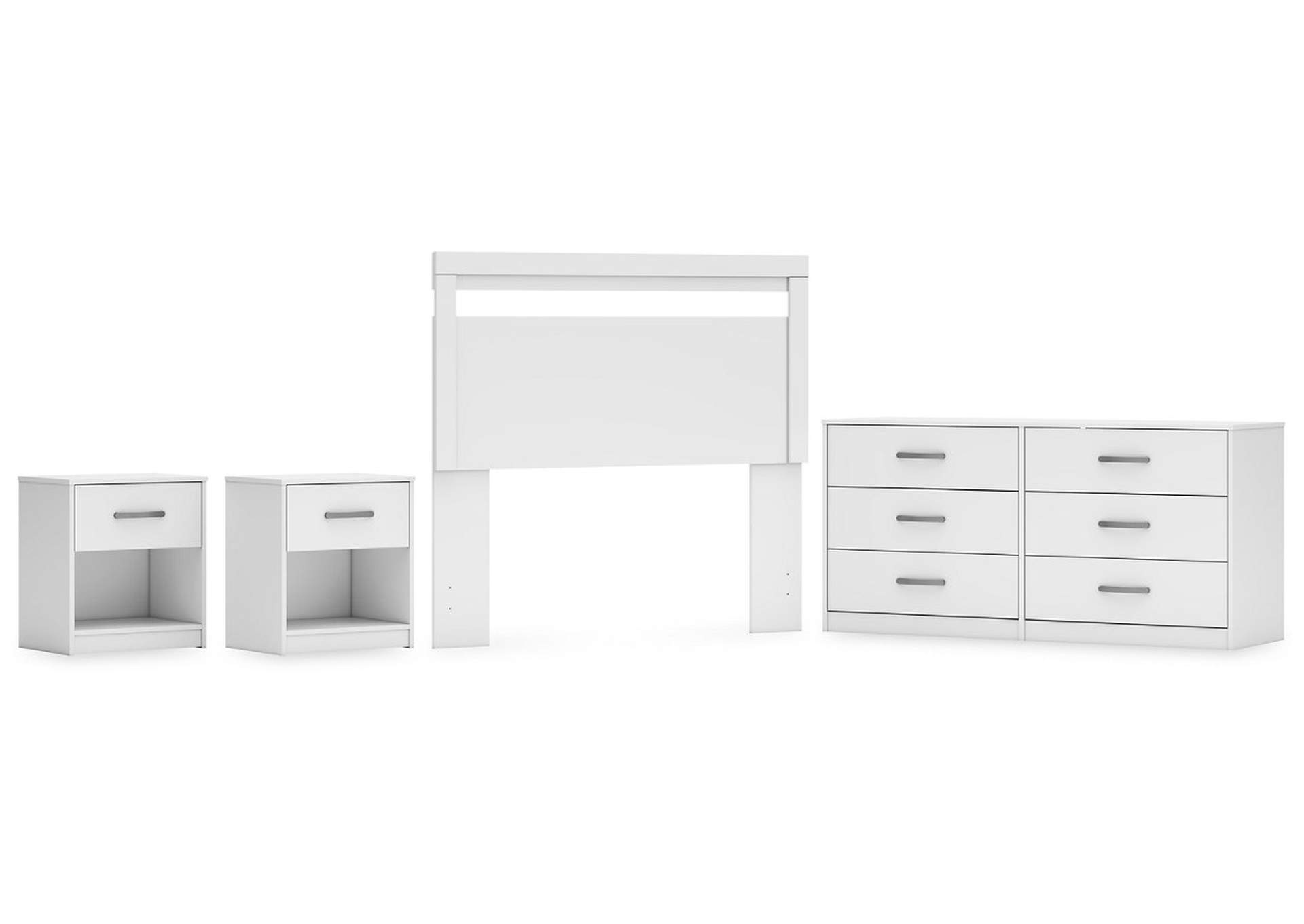 Flannia Full Panel Headboard with Dresser and 2 Nightstands