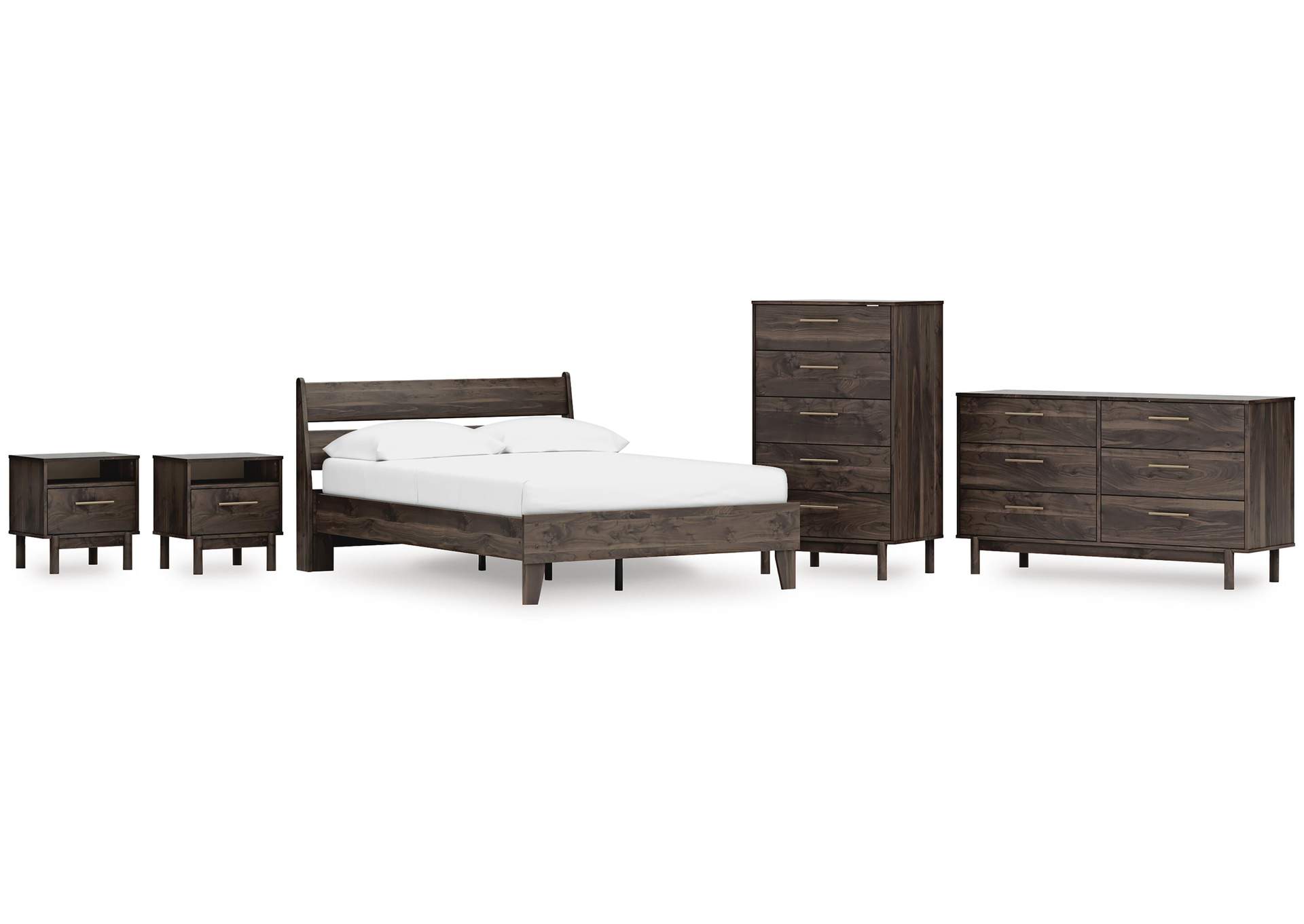 Calverson Full Panel Platform Bed, Dresser, Chest and 2 Nightstands image 1