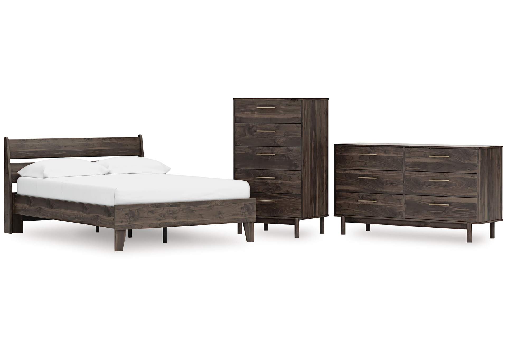 Calverson Full Panel Platform Bed, Dresser and Chest image 1
