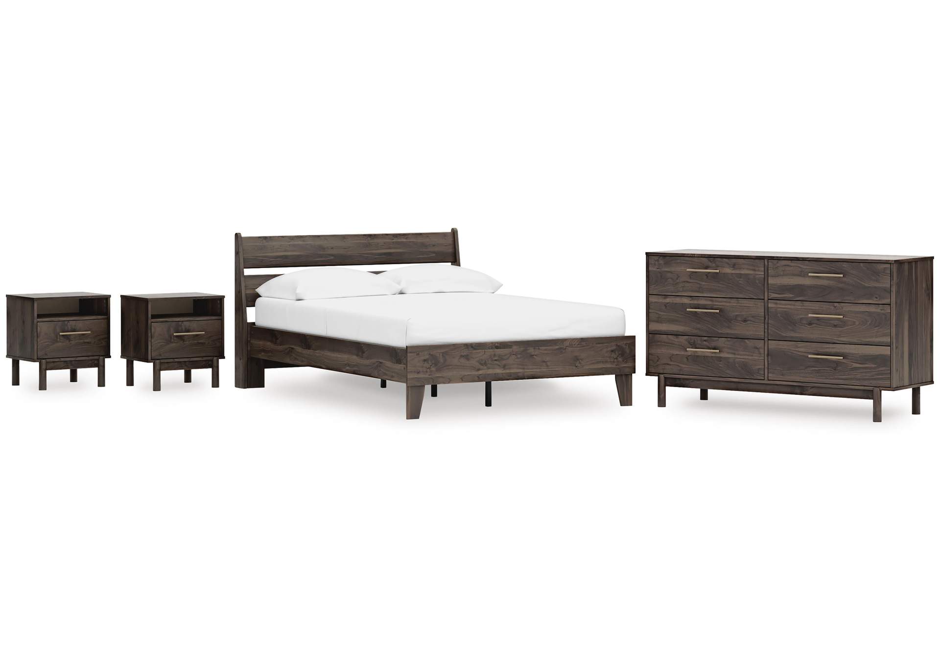 Calverson Full Panel Platform Bed, Dresser and 2 Nightstands image 1