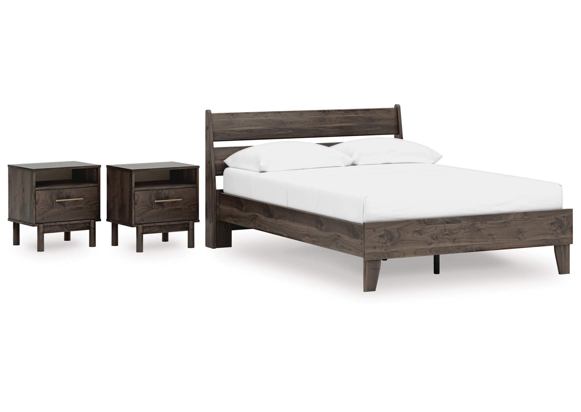 Calverson Full Panel Platform Bed and 2 Nightstands image 1