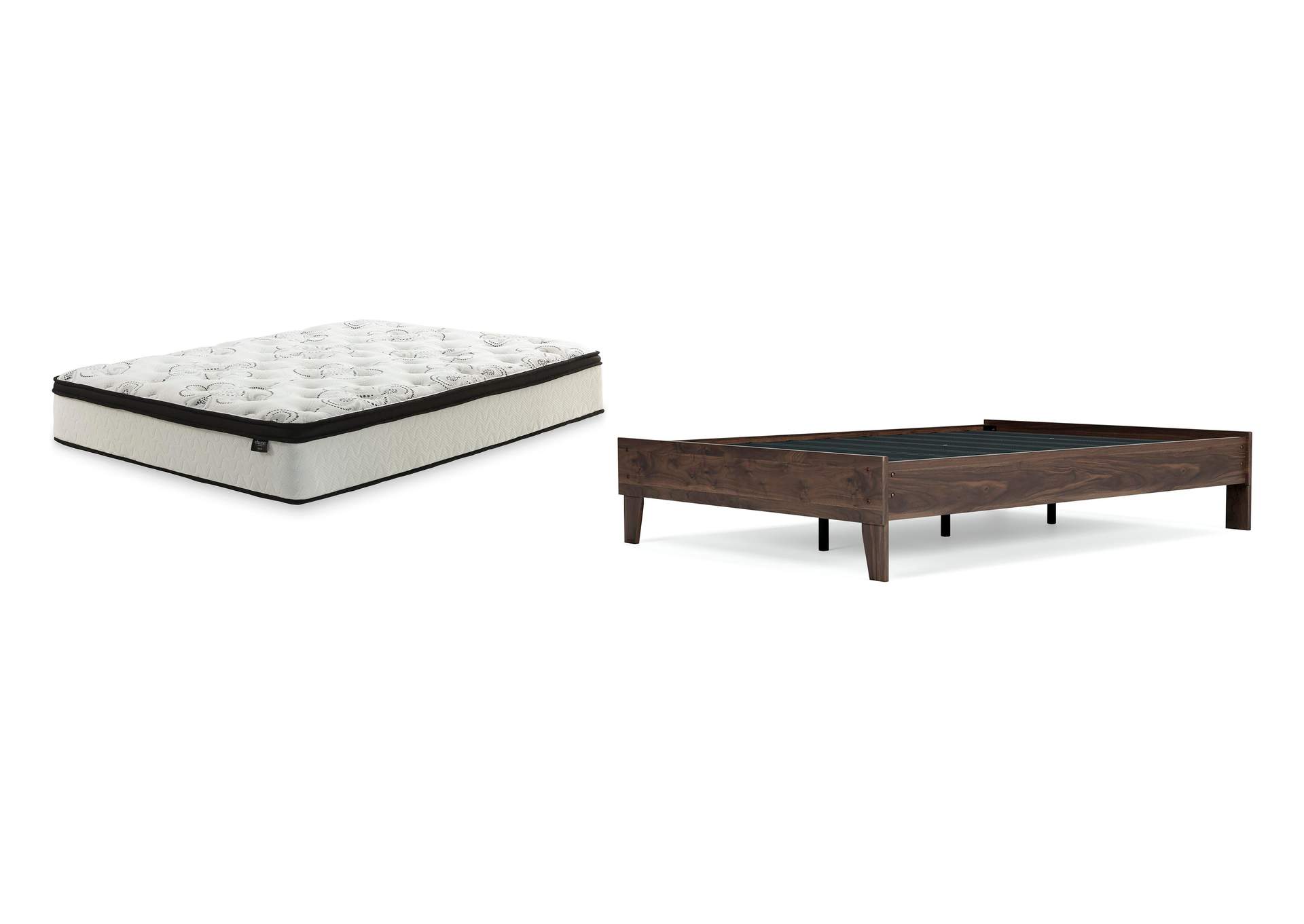 Calverson Full Platform Bed with Chime 12 Inch Plush Hybrid Twin Mattress image 1