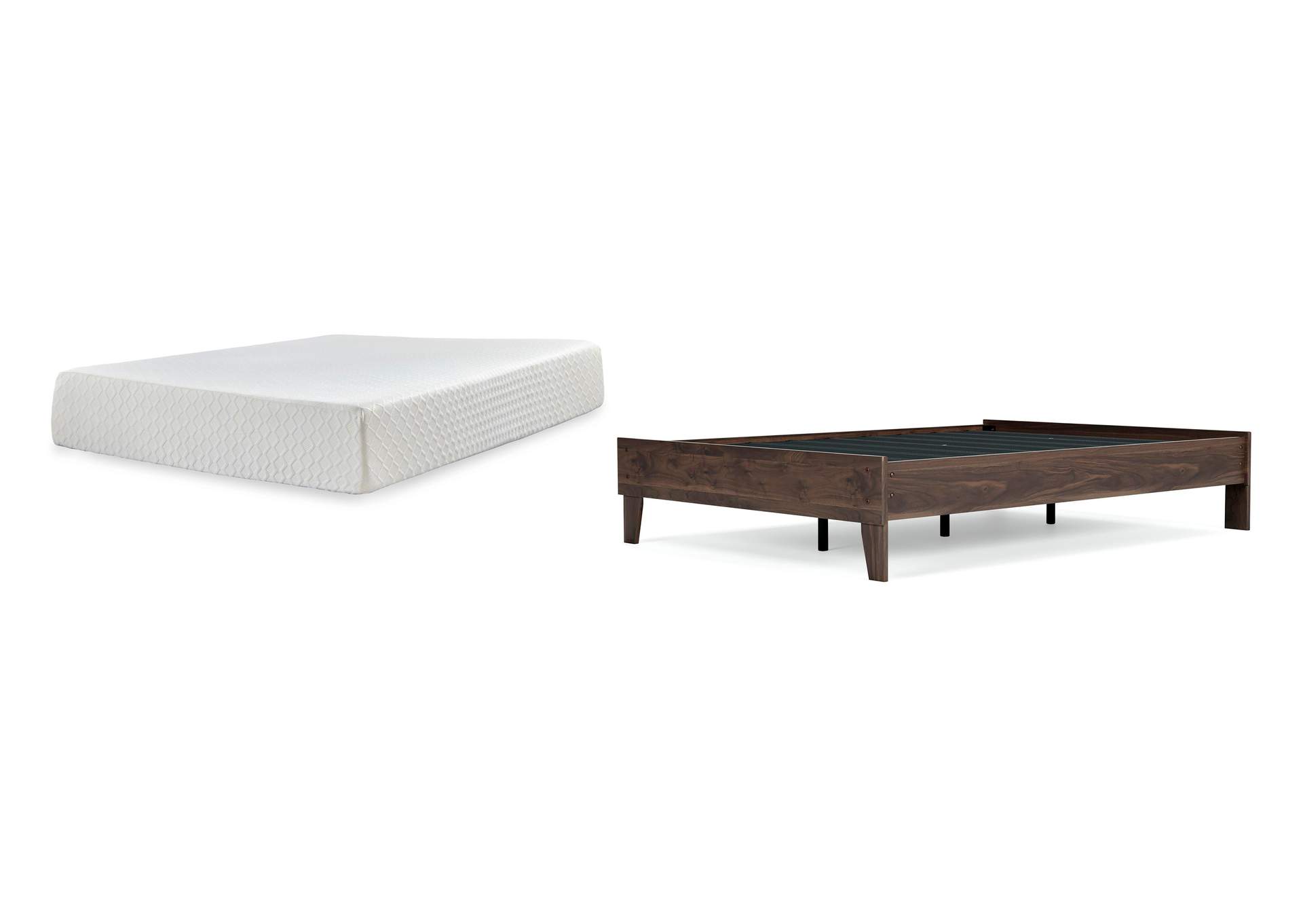 Calverson Full Platform Bed with Chime 12 Inch Plush Memory Foam Mattress image 1