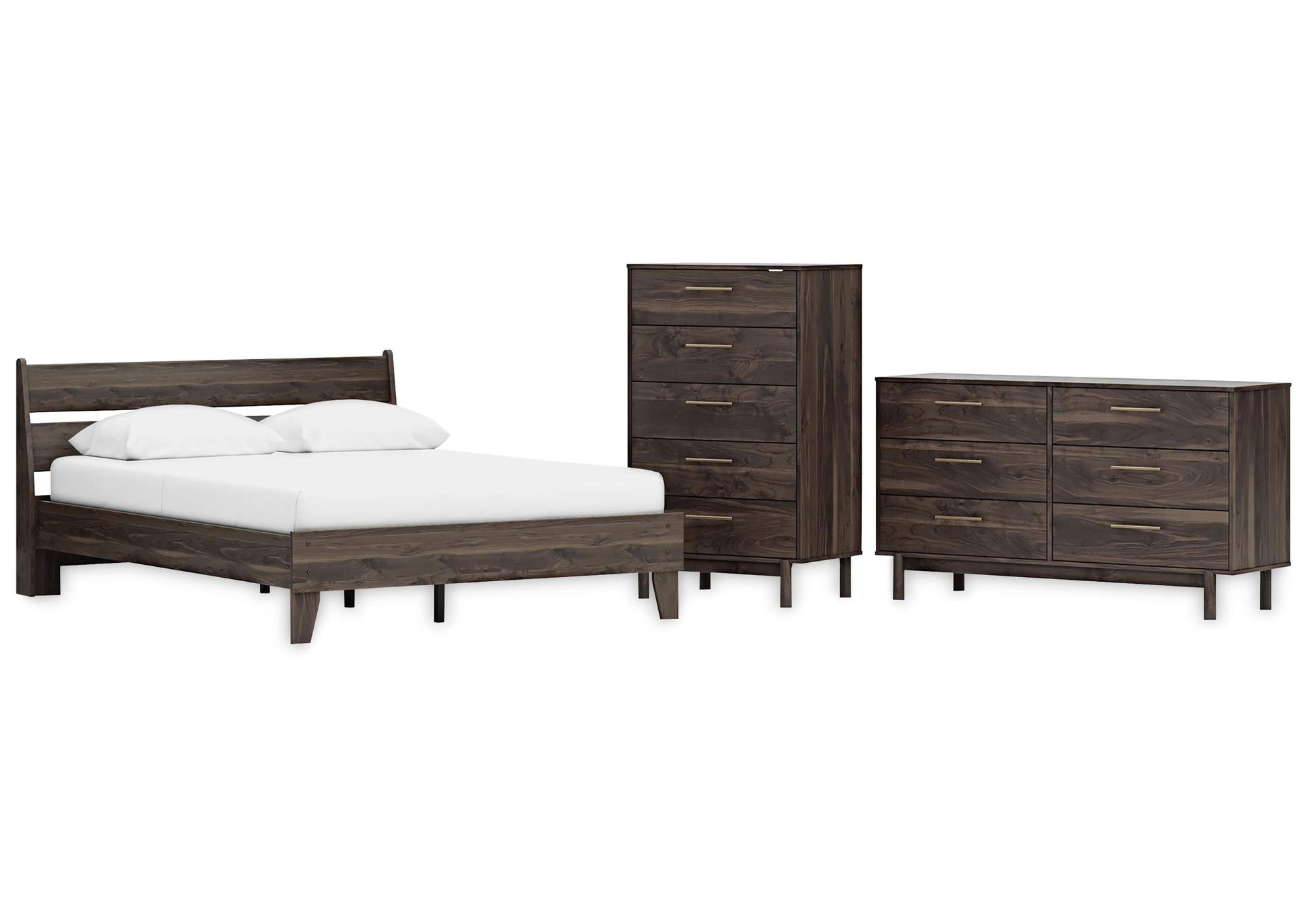 Calverson Queen Panel Platform Bed, Dresser and Chest image 1