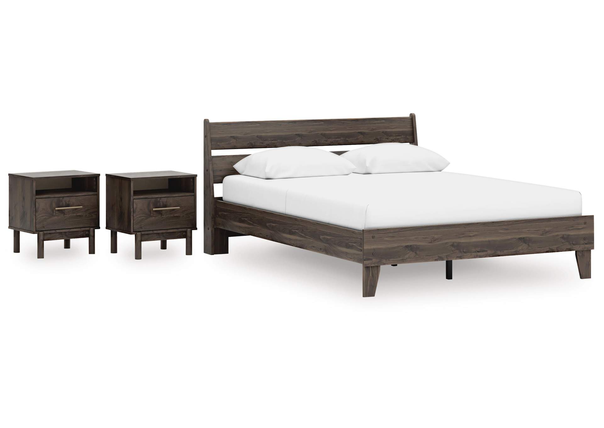 Calverson Queen Panel Platform Bed and 2 Nightstands image 1