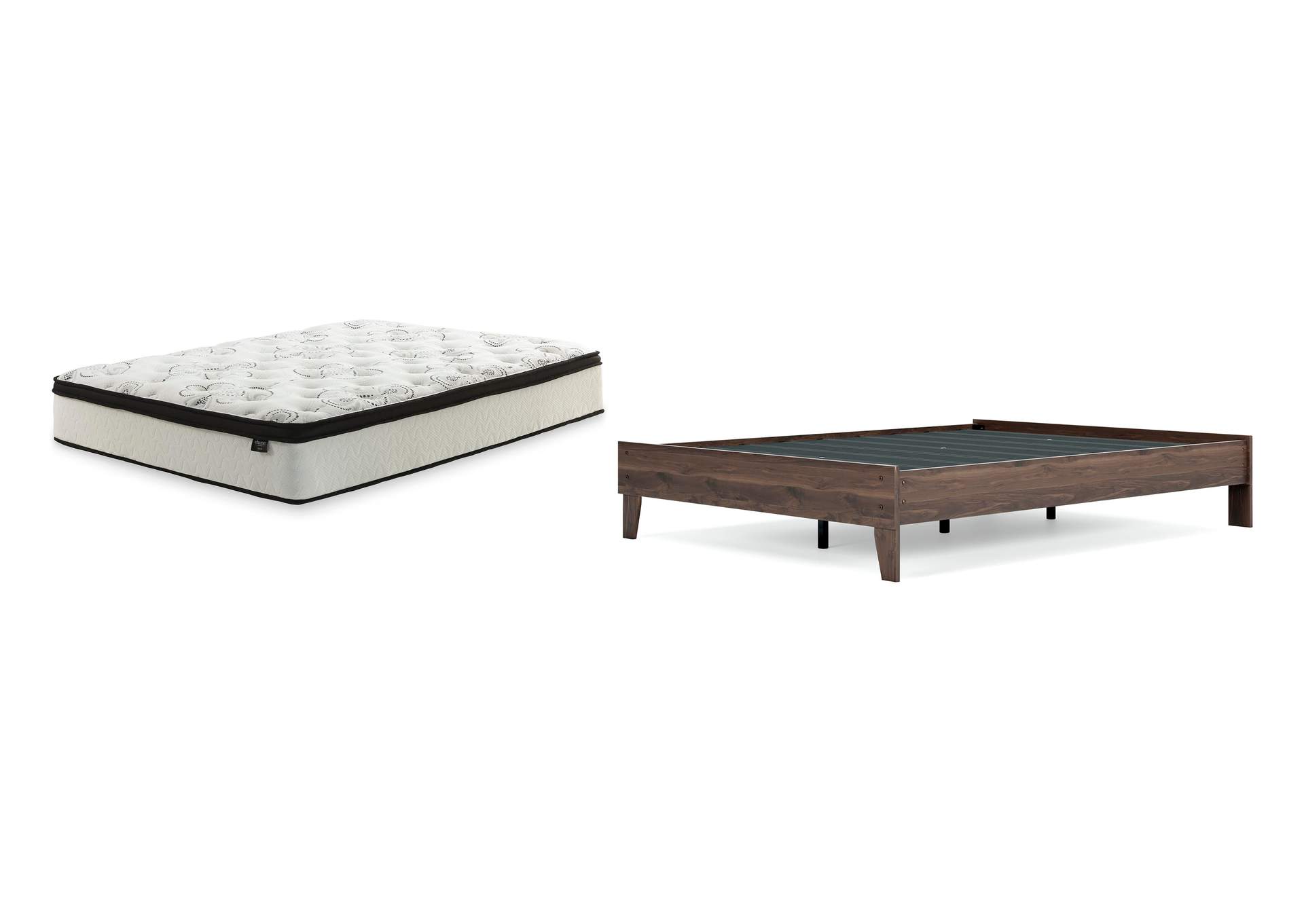Calverson Queen Platform Bed with Chime 12 Inch Plush Hybrid Twin Mattress image 1