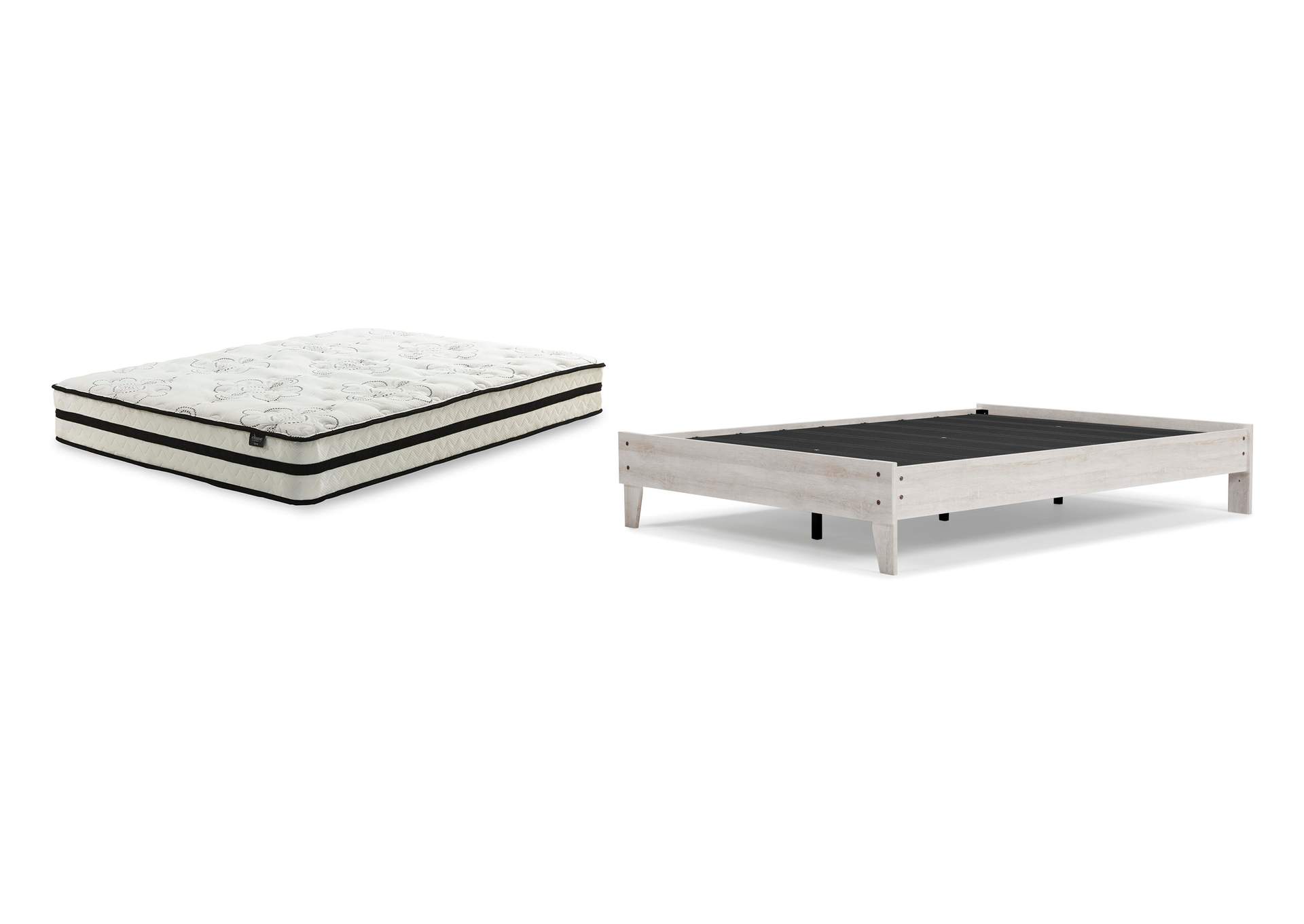 Shawburn Queen Platform Bed with Chime 10 Inch Medium Hybrid Mattress image 1