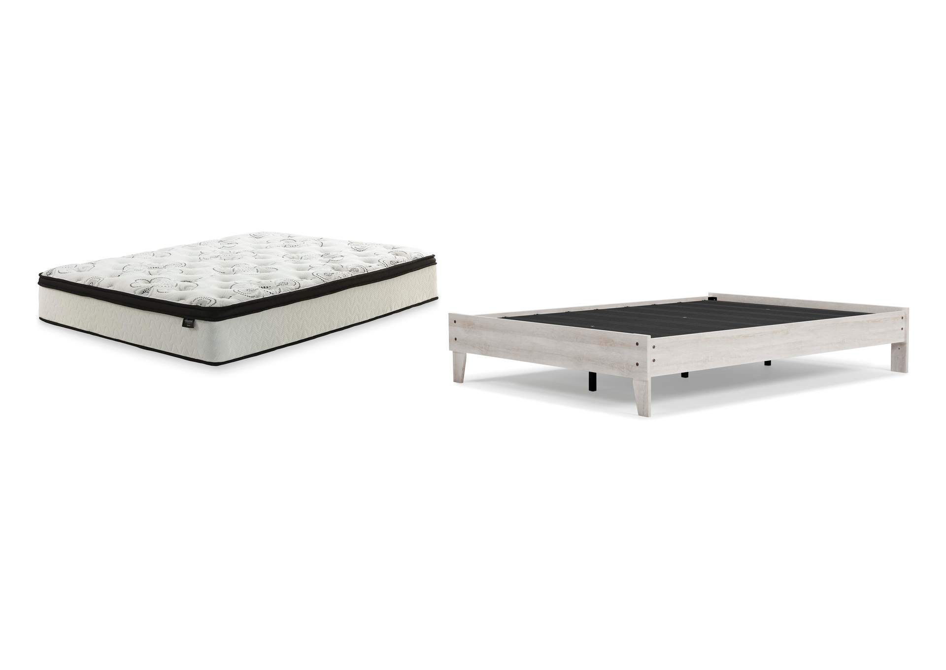 Shawburn Queen Platform Bed with Chime 12 Inch Plush Hybrid Queen Mattress image 1