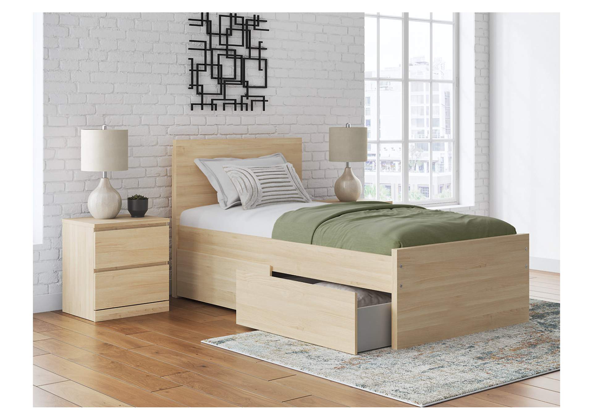 Onita Twin Panel Platform Bed with 1 Side Storage image 2