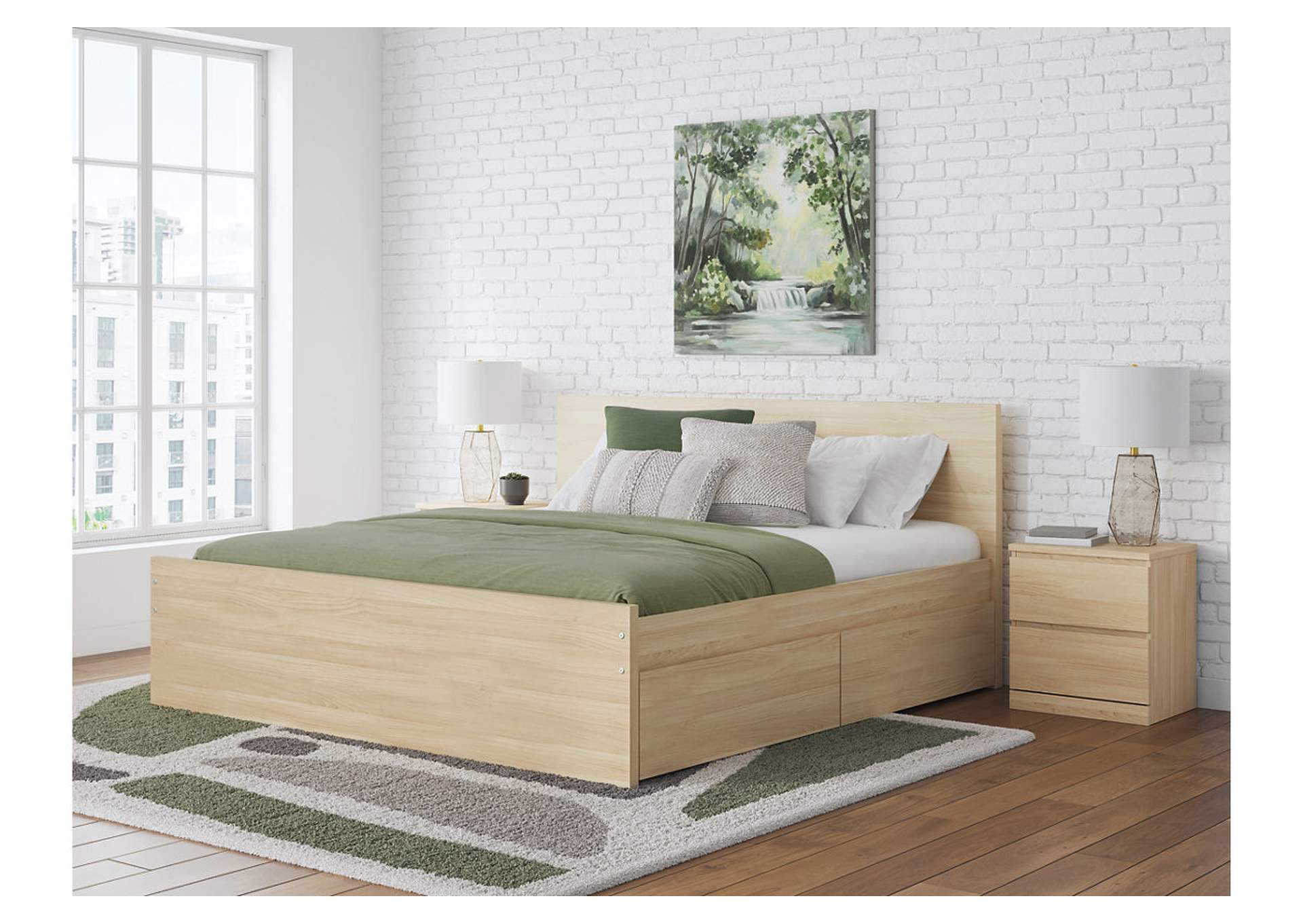 Onita King Panel Platform Bed with 2 Side Storage image 2