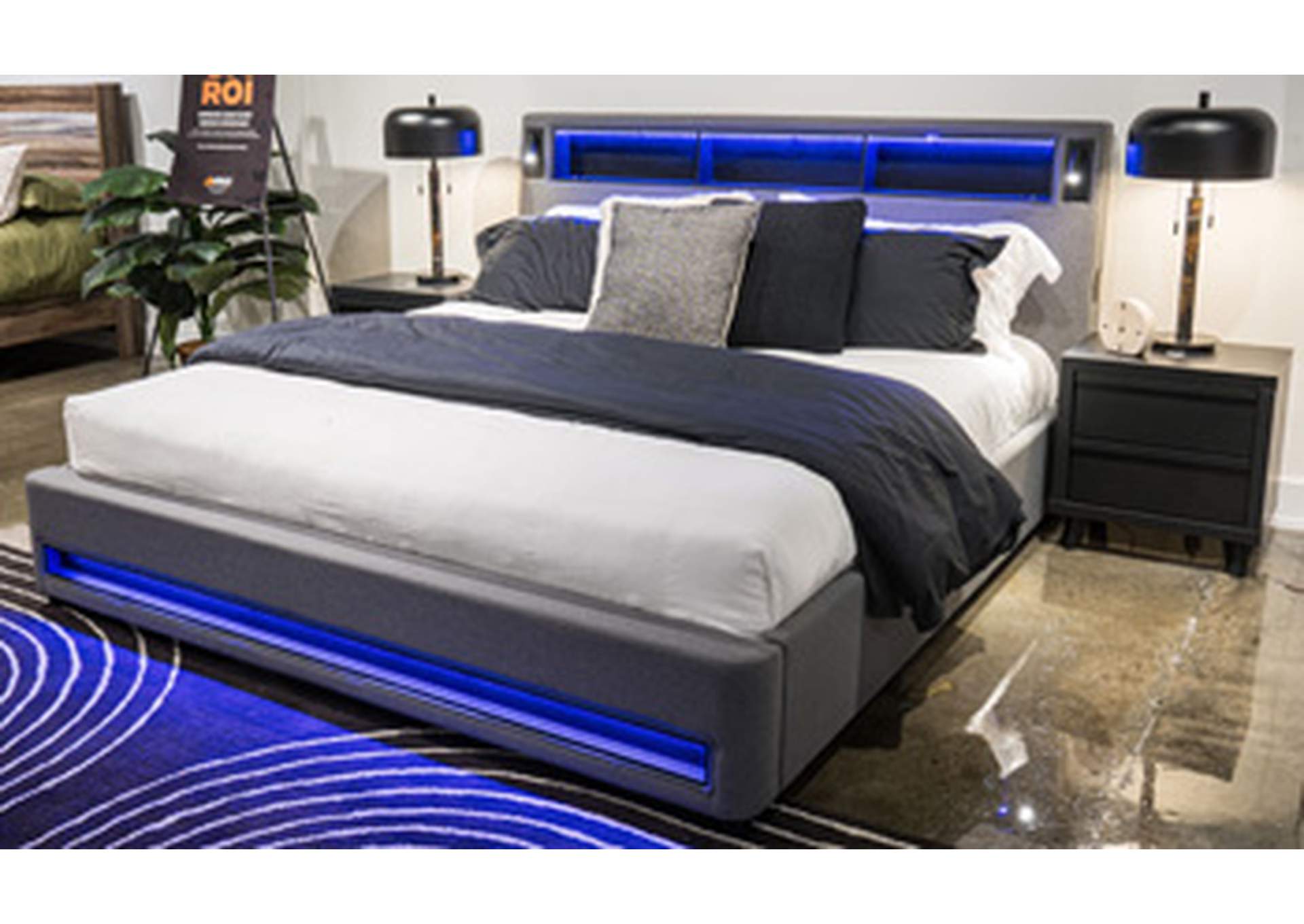 Verishaw Queen Upholstered Bed with Wireless Audio image 1