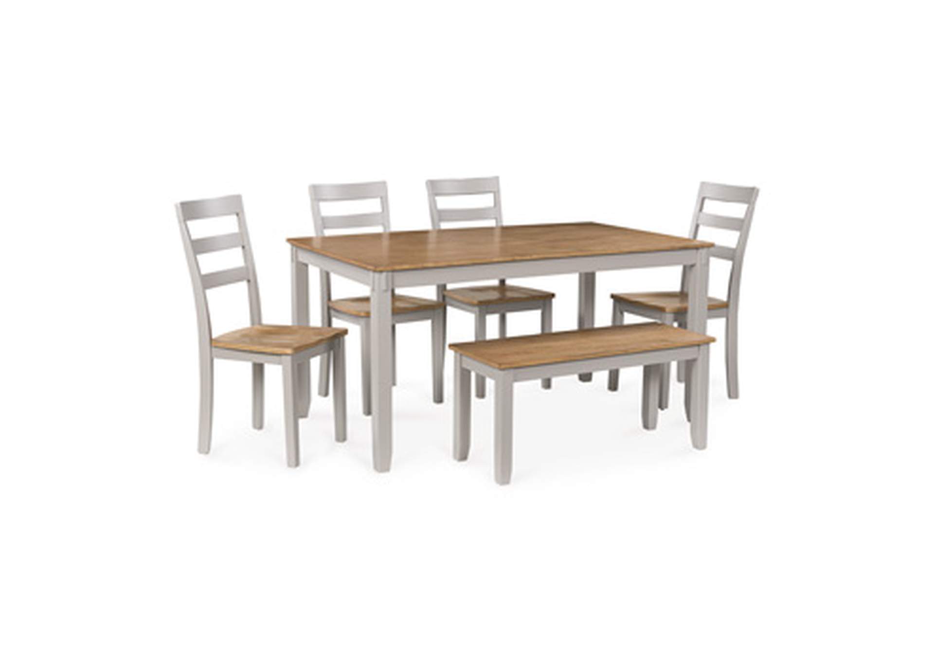 Harperfeld Dining Table and 4 Chairs and Bench (Set of 6) image 1