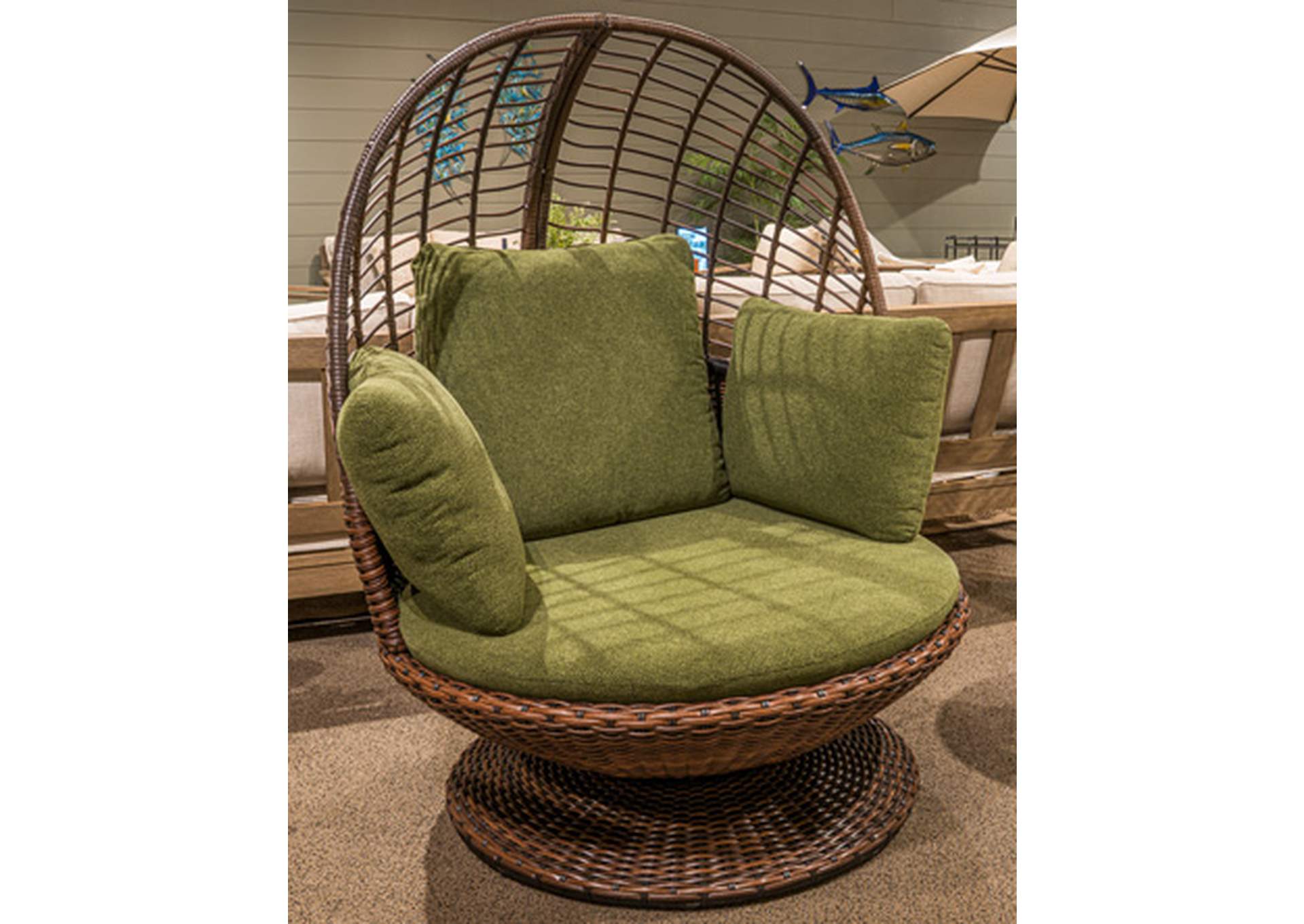 Horizon Hall Outdoor Swivel Egg Chair with Cushion image 1