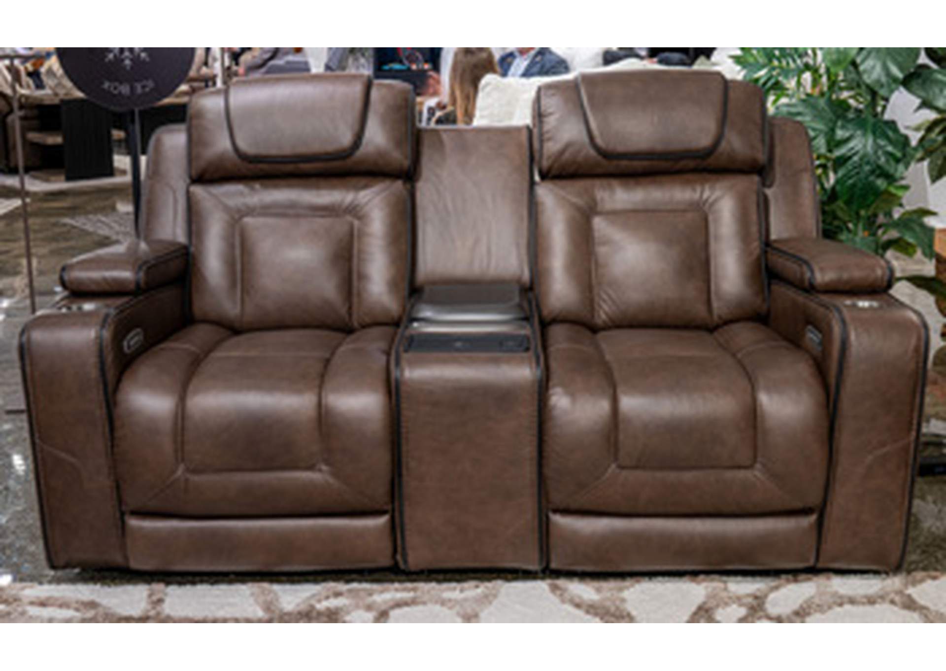Mestrino Power Reclining Loveseat with Fridge Cooler image 1