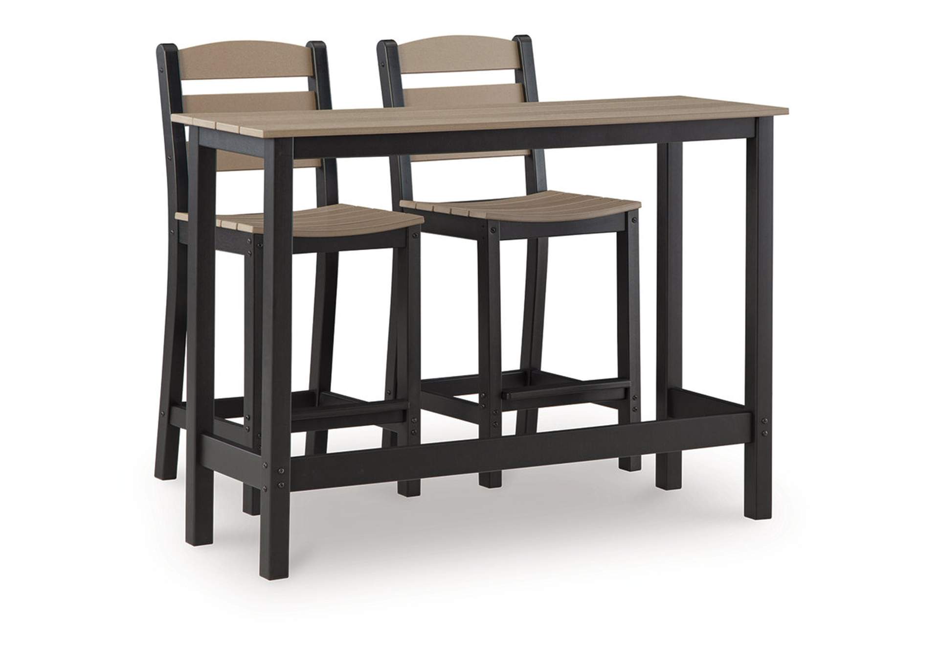 Shoreline Beach Outdoor Counter Table and 2 Barstools image 1