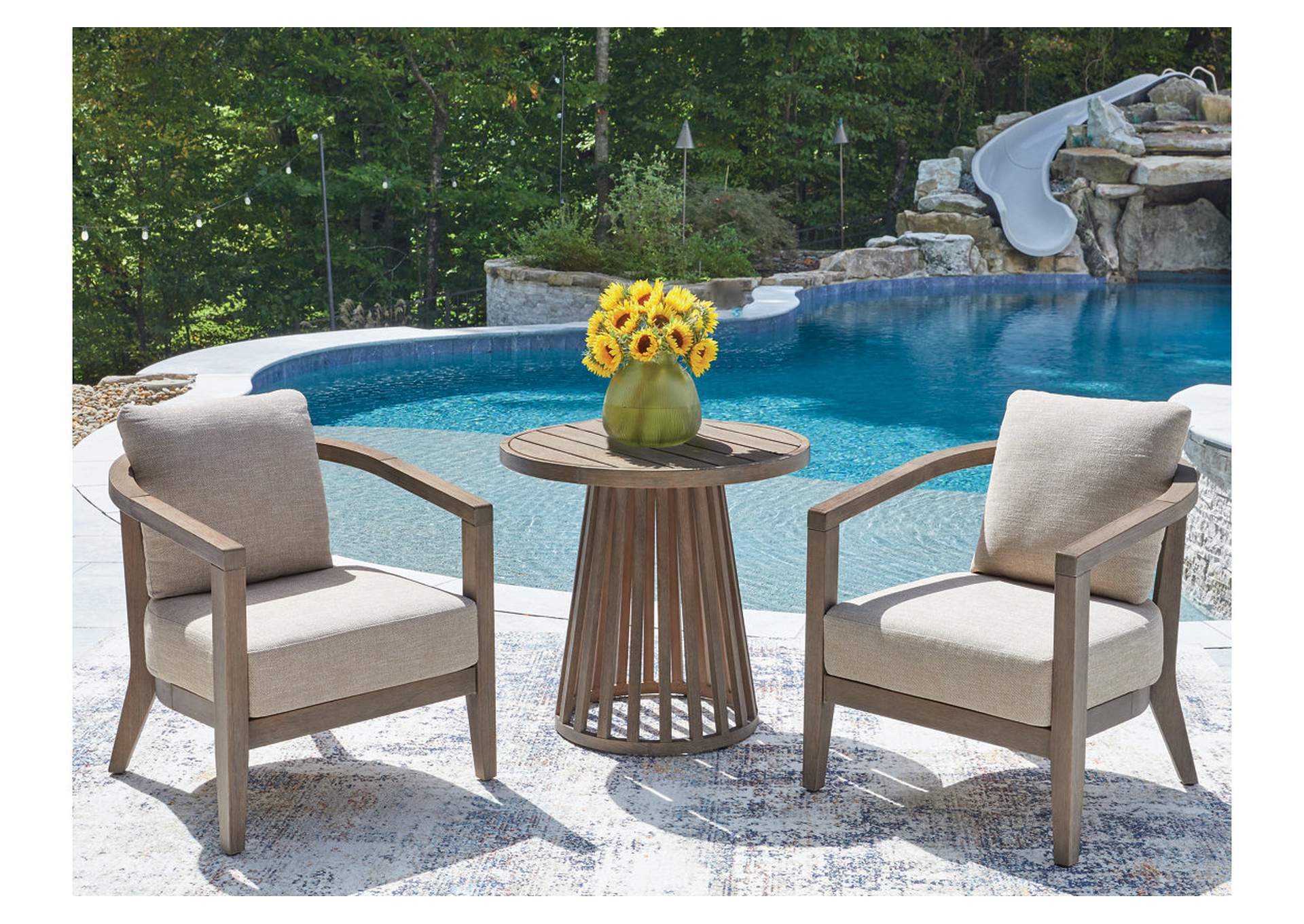 Joy Lagoon Outdoor Chairs with Cushions/Table (Set of 3) image 2