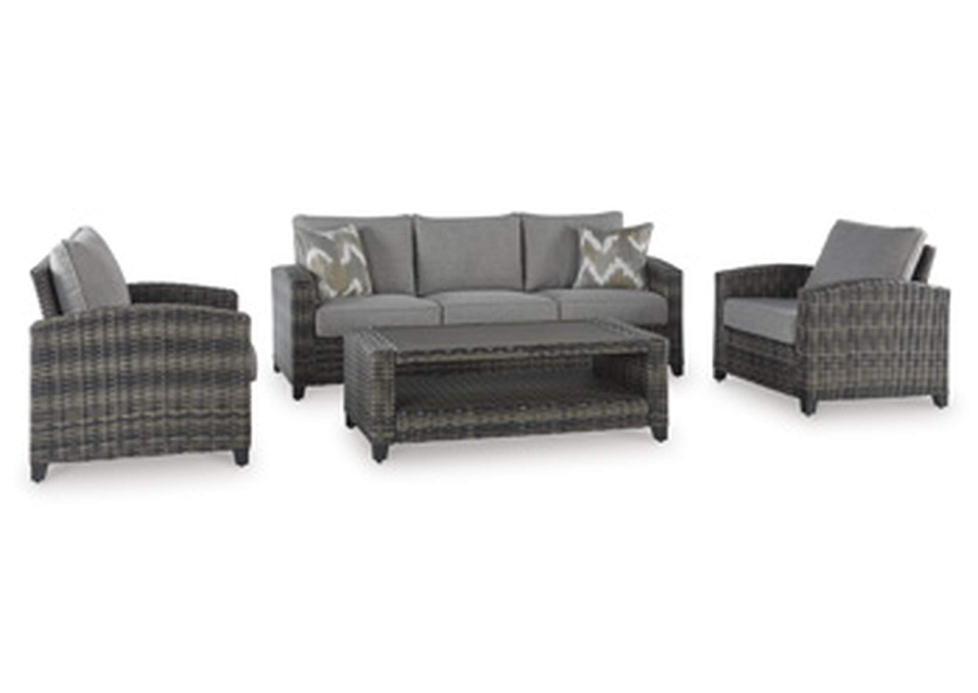 Oasis Court Outdoor Sofa/Chairs/Table Set (Set of 4) image 5