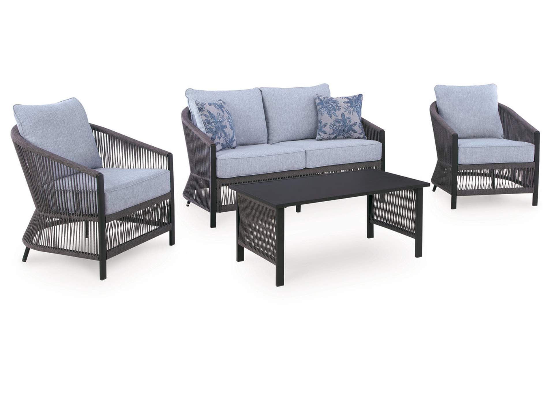 Bridges Beach Outdoor Love/Chairs/Table Set (Set of 4) image 2