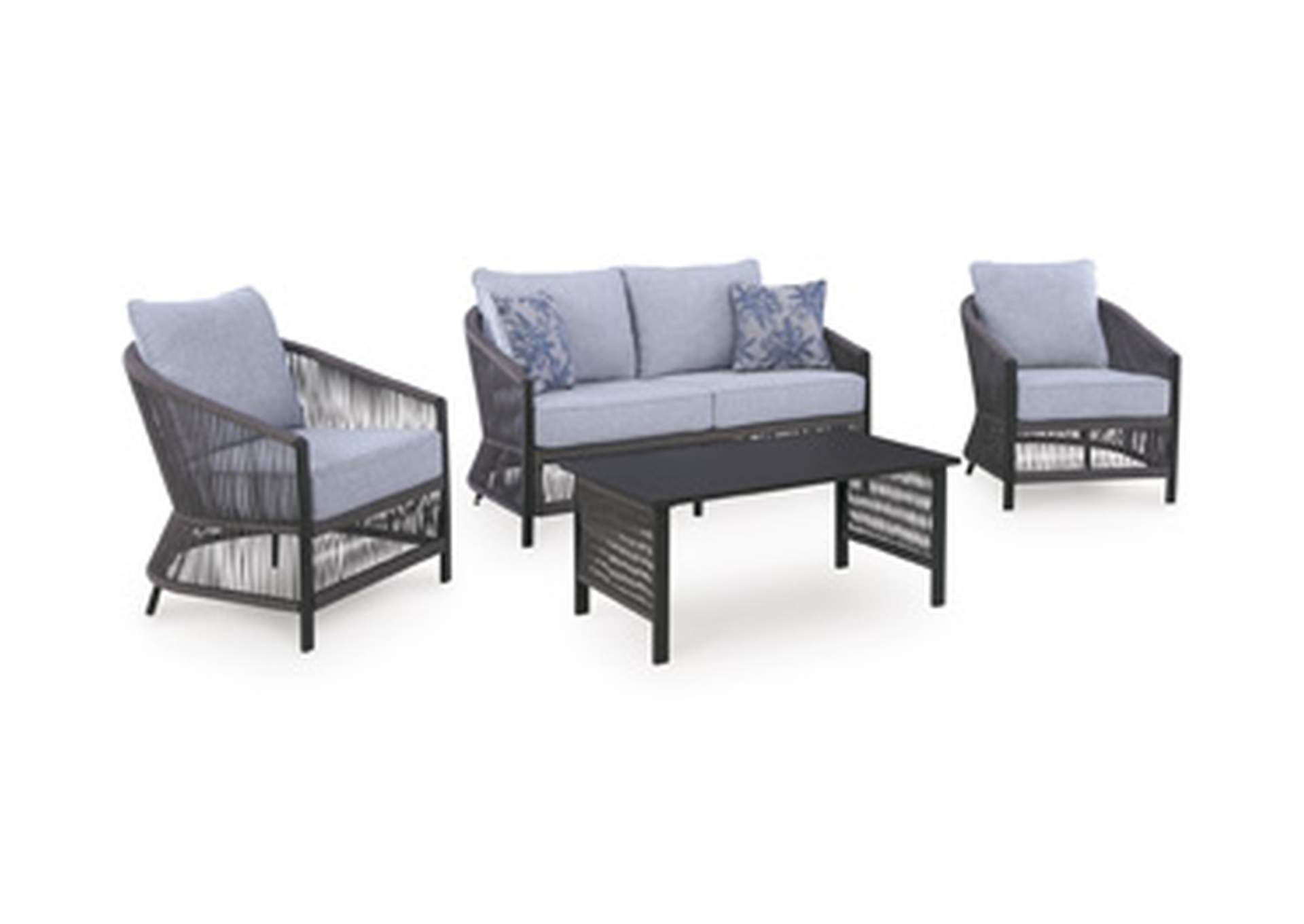 Bridges Beach Outdoor Love/Chairs/Table Set (Set of 4) image 7