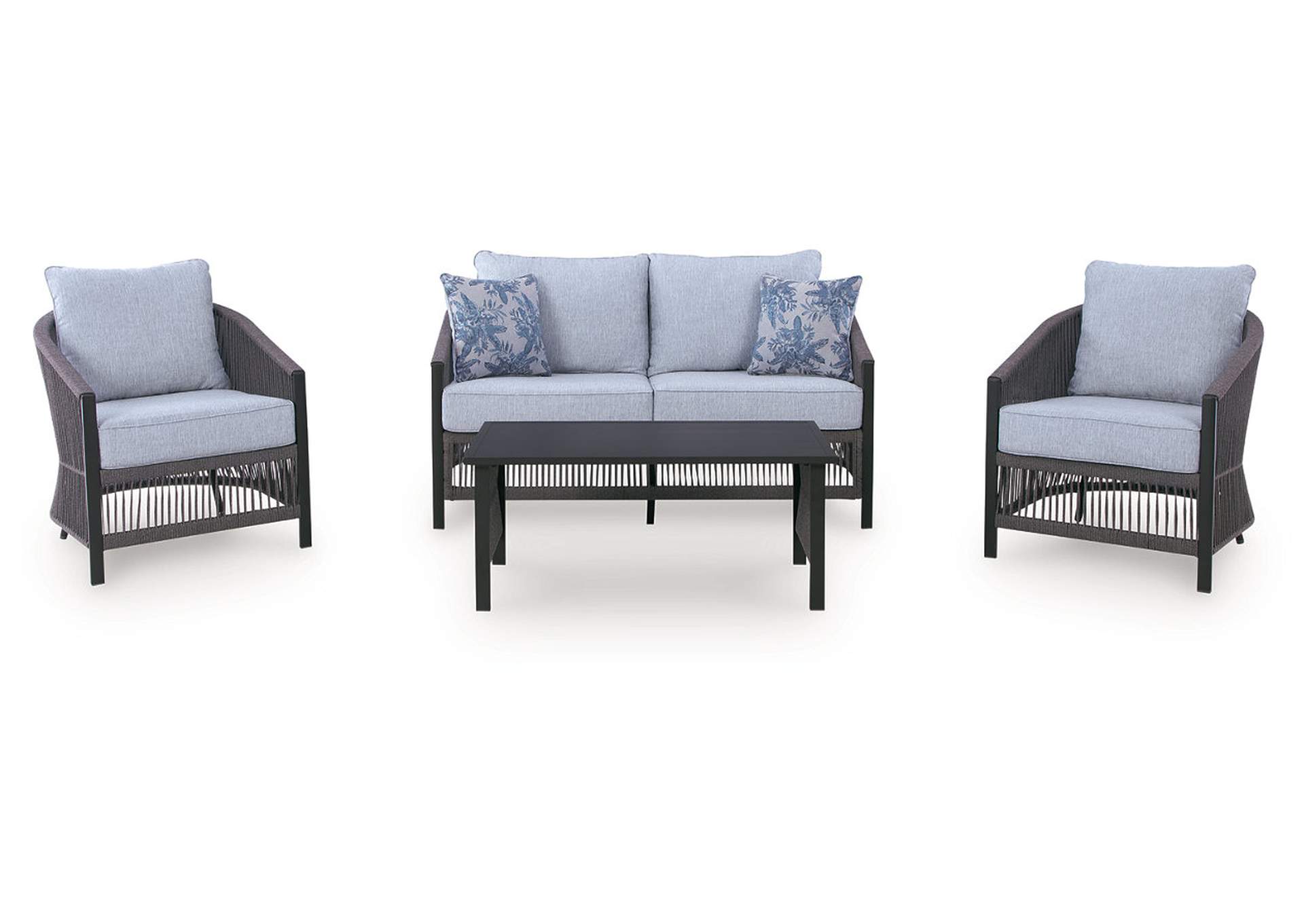 Bridges Beach Outdoor Love/Chairs/Table Set (Set of 4) image 1