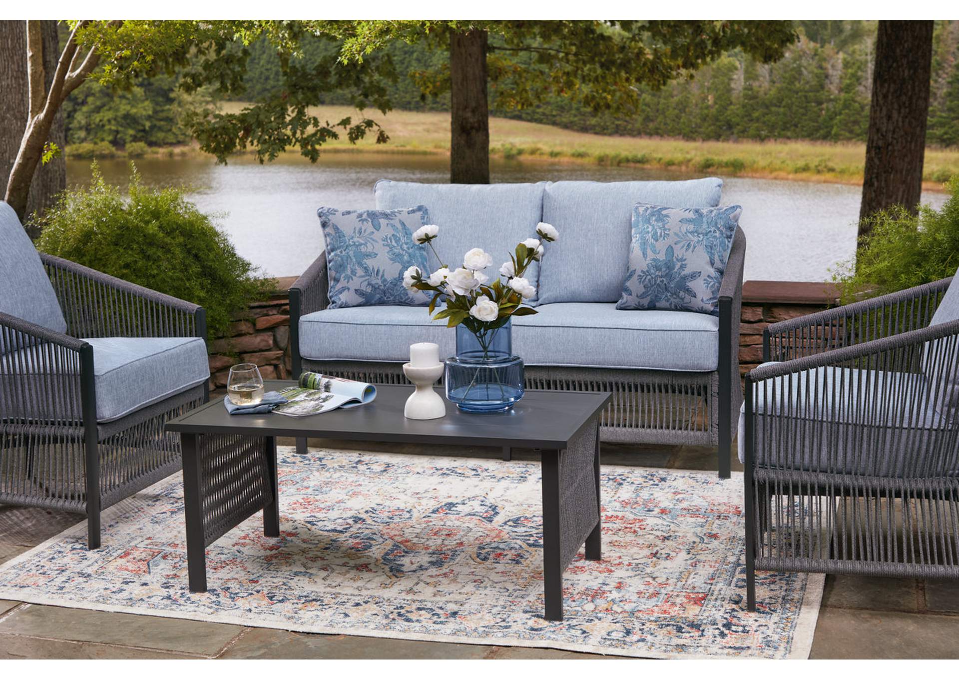 Bridges Beach Outdoor Love/Chairs/Table Set (Set of 4) image 9