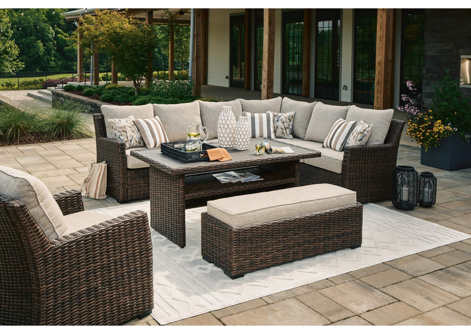 Brook Ranch Outdoor Sectional Set with Lounge Chair and Coffee Table image 3