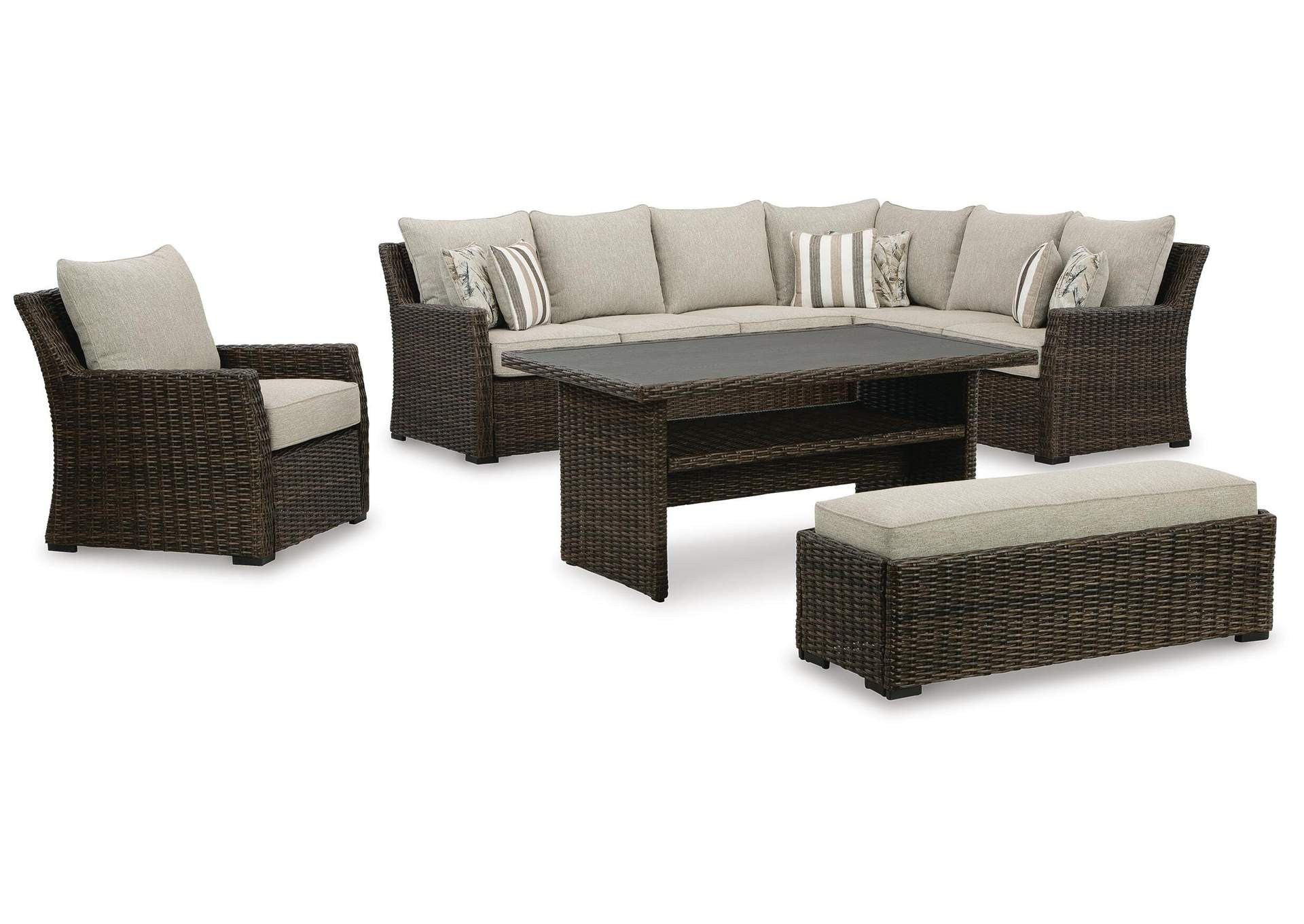 Brook Ranch Outdoor Sectional Set with Lounge Chair and Coffee Table image 1