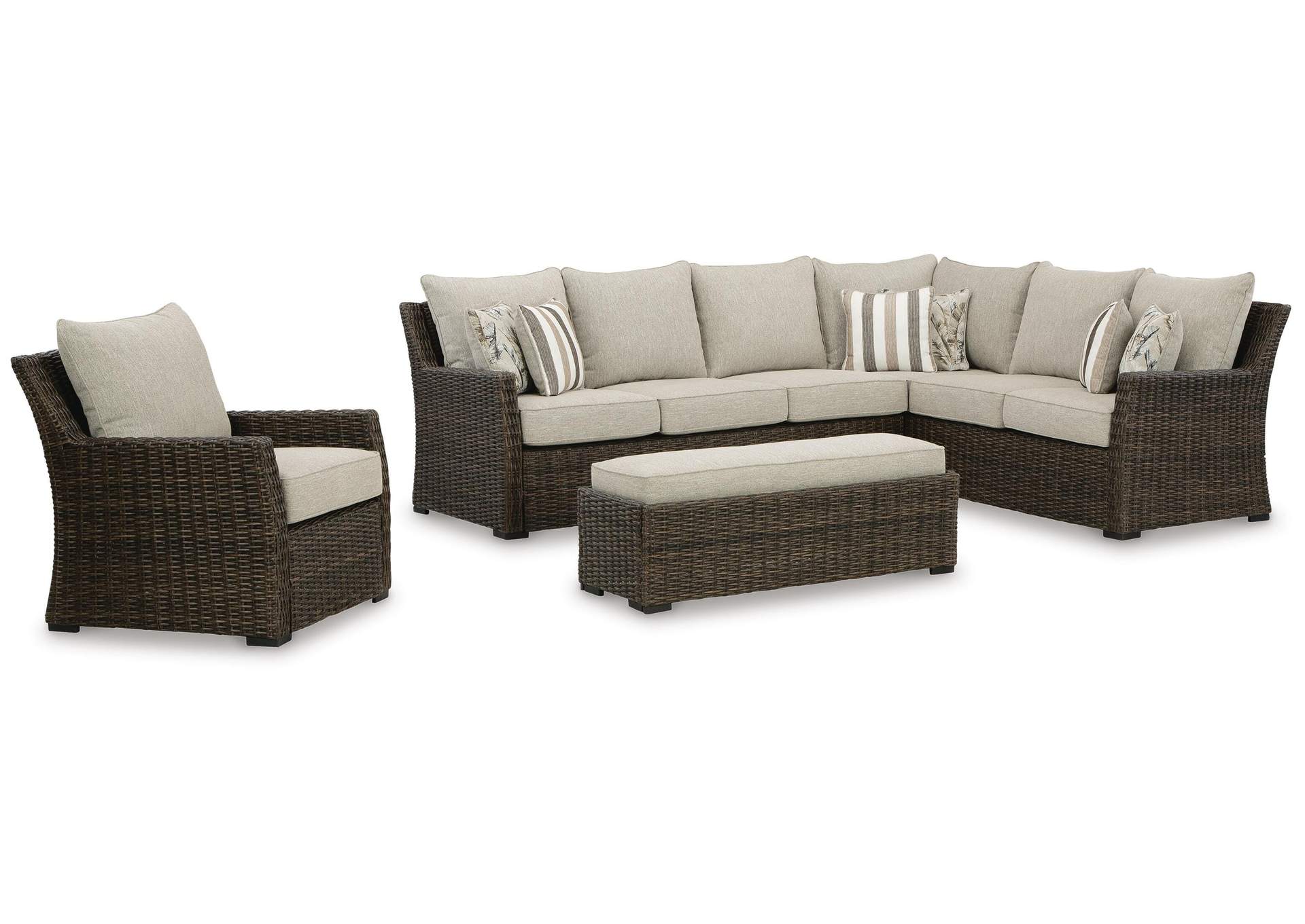 Brook Ranch 3-Piece Outdoor Sectional with Chair image 1