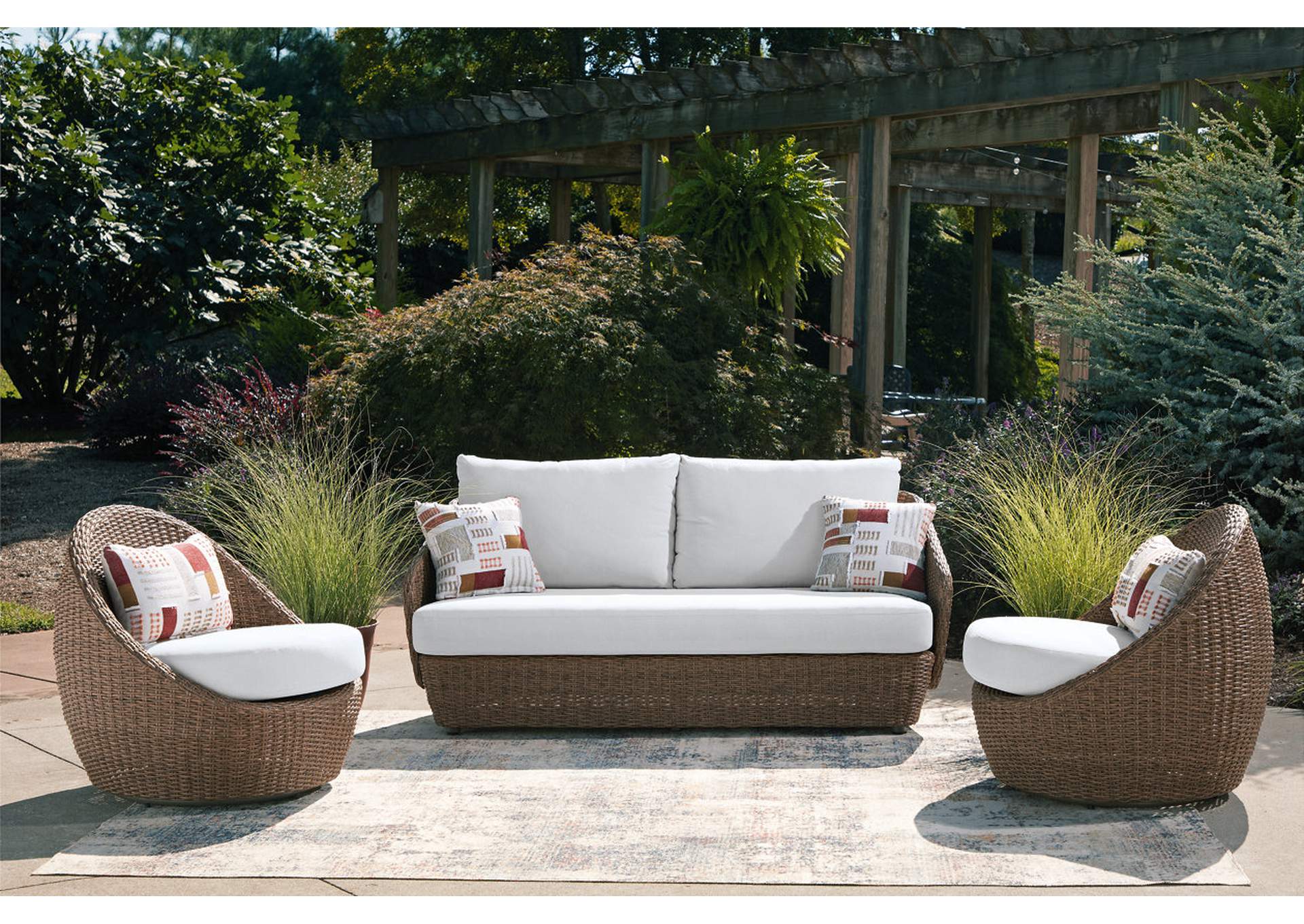 Double Point Outdoor Loveseat/2 Swivel Chairs (Set of 3) image 2