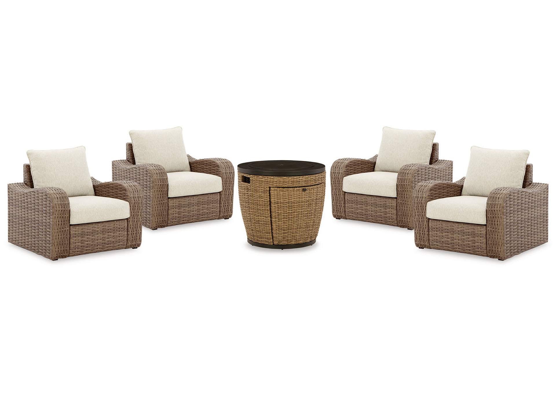 Malayah Outdoor Fire Pit Table and 4 Chairs