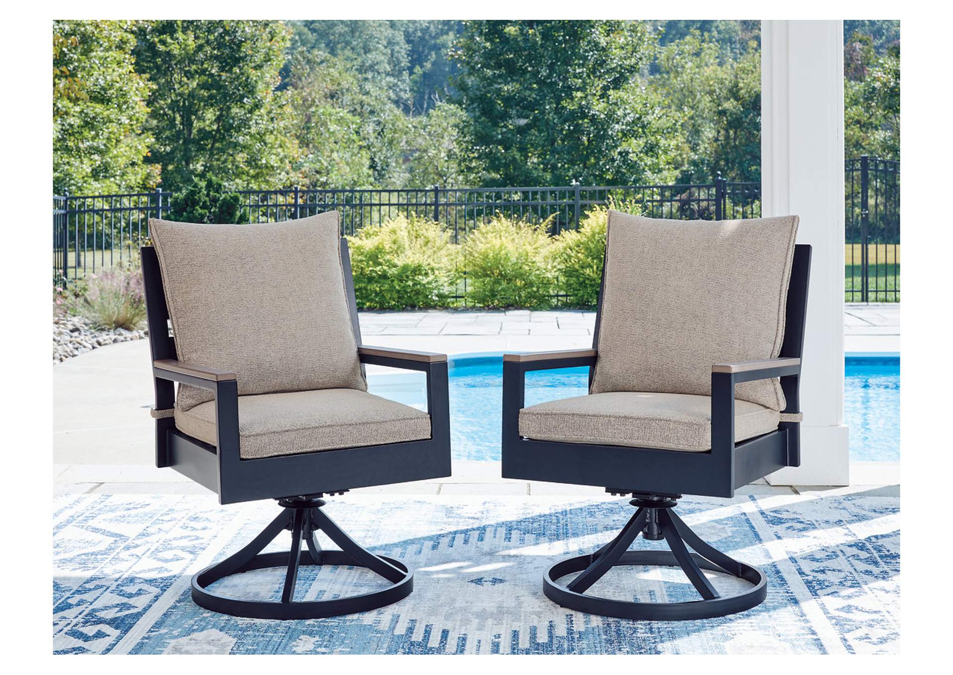 East Beach Outdoor Swivel Chair with Cushion (Set of 2) image 2