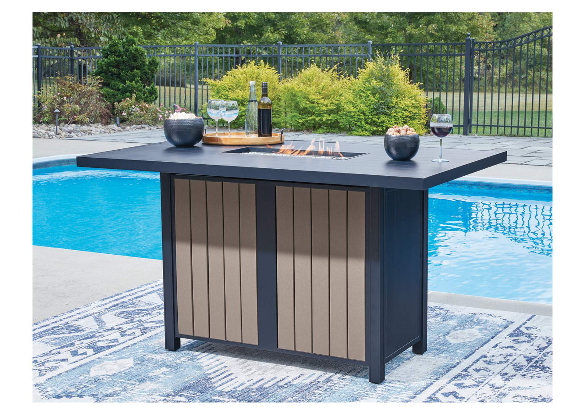 East Beach Outdoor Bar Table with Fire Pit image 2