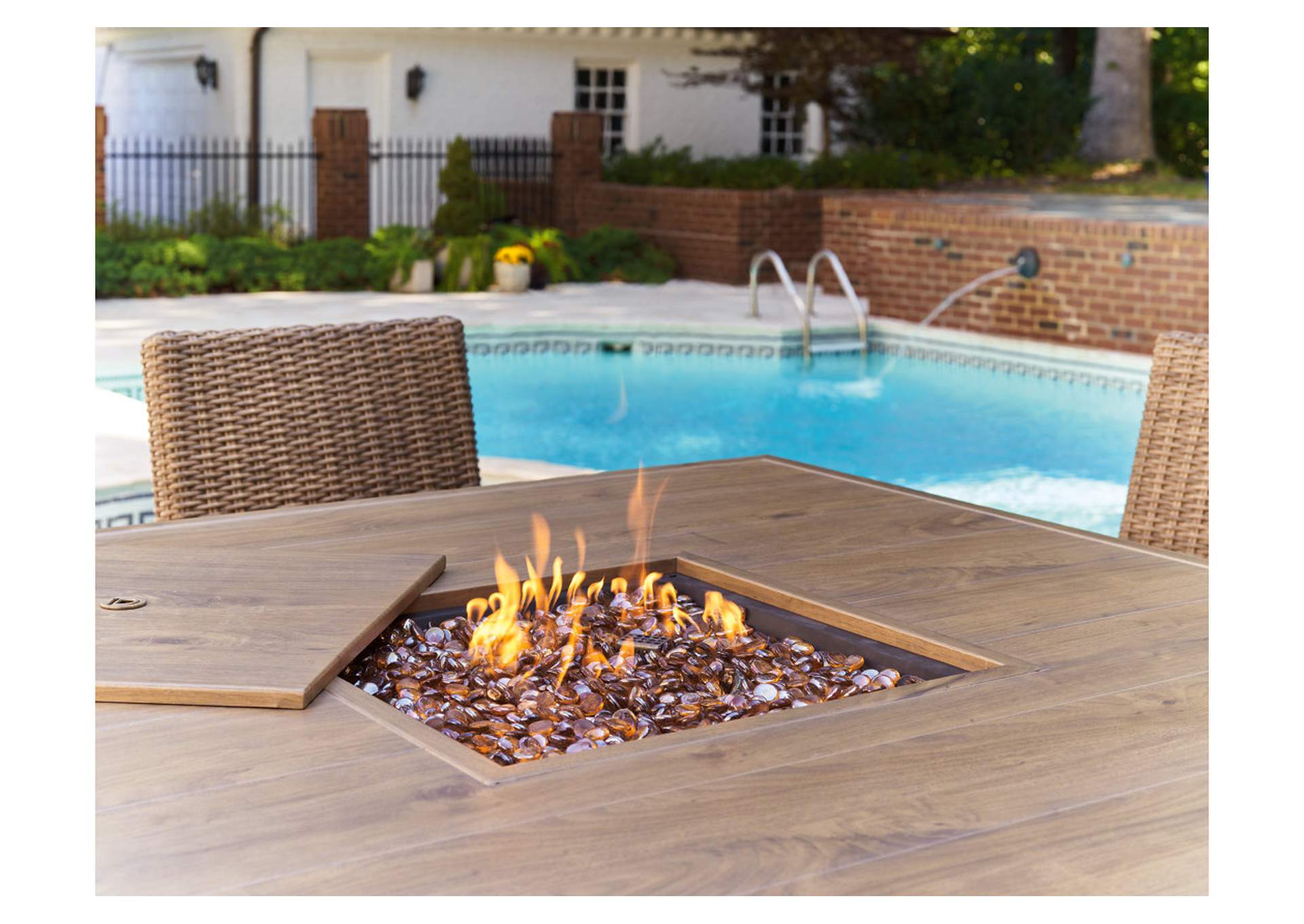Walton Bridge Outdoor Bar Table with Fire Pit