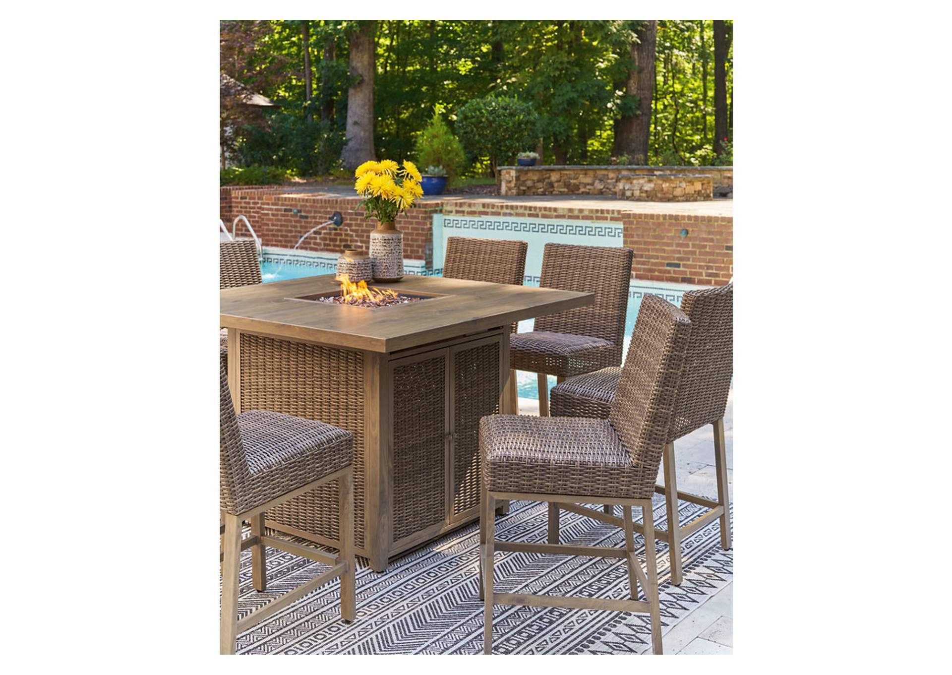 Walton Bridge Outdoor Bar Table with Fire Pit