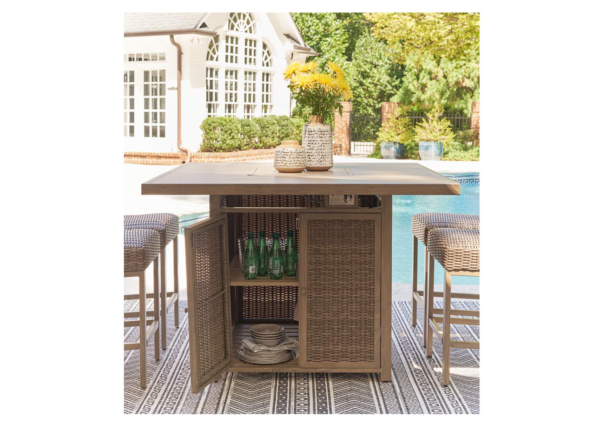 Walton Bridge Outdoor Bar Table with Fire Pit
