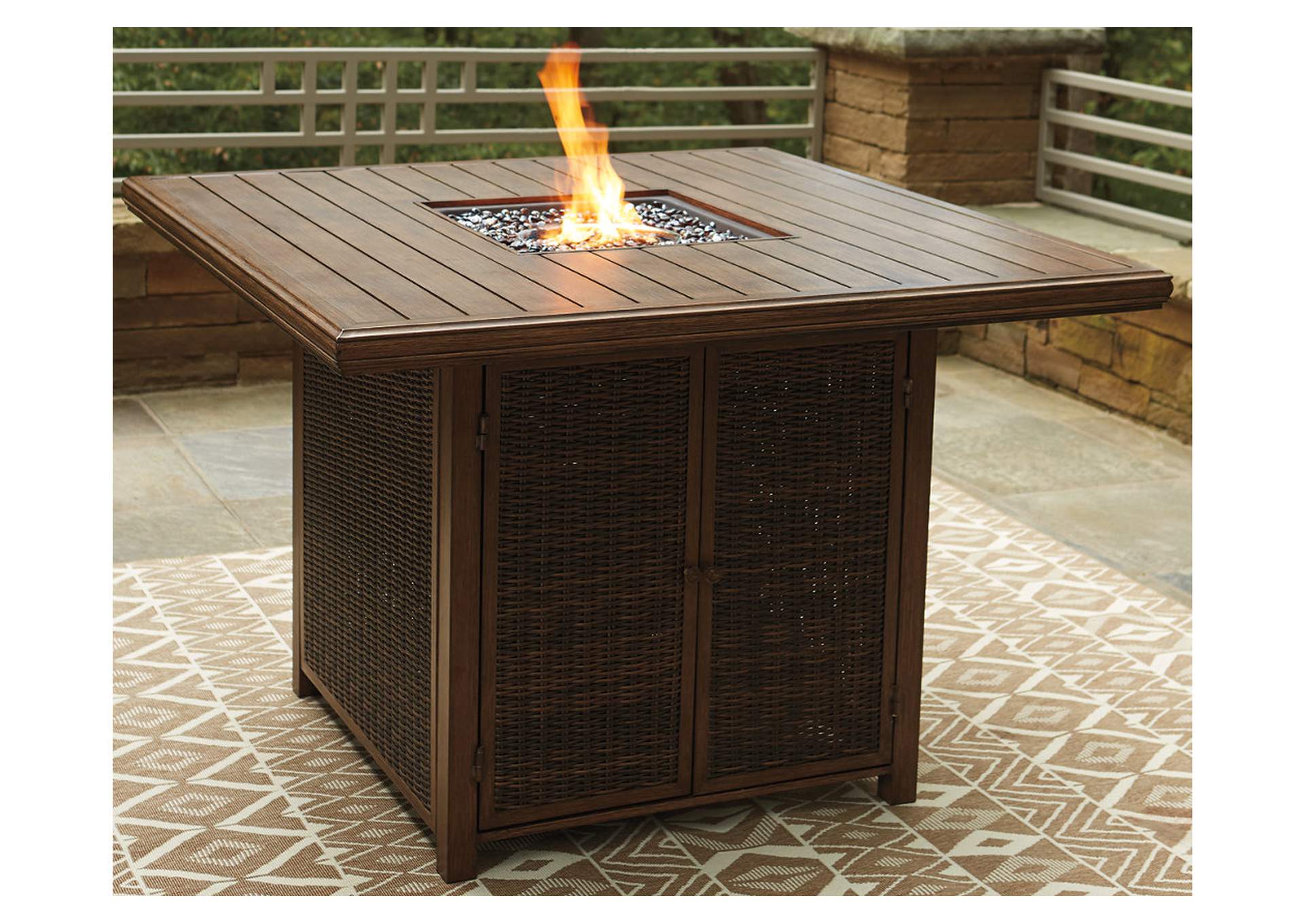 Paradise Trail Outdoor Counter Height Dining Table with 4 Barstools