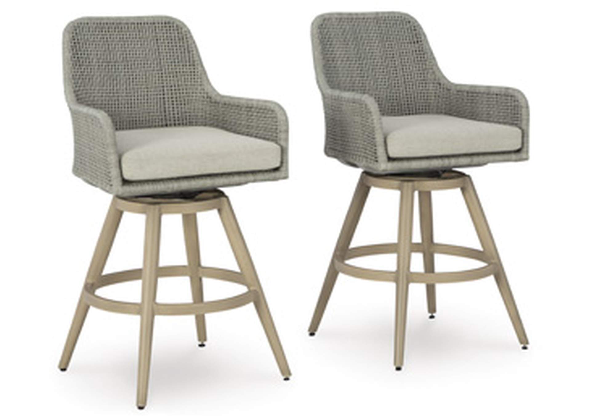 Seton Creek Outdoor Bar Height Barstool with Cushion (Set of 2) image 4