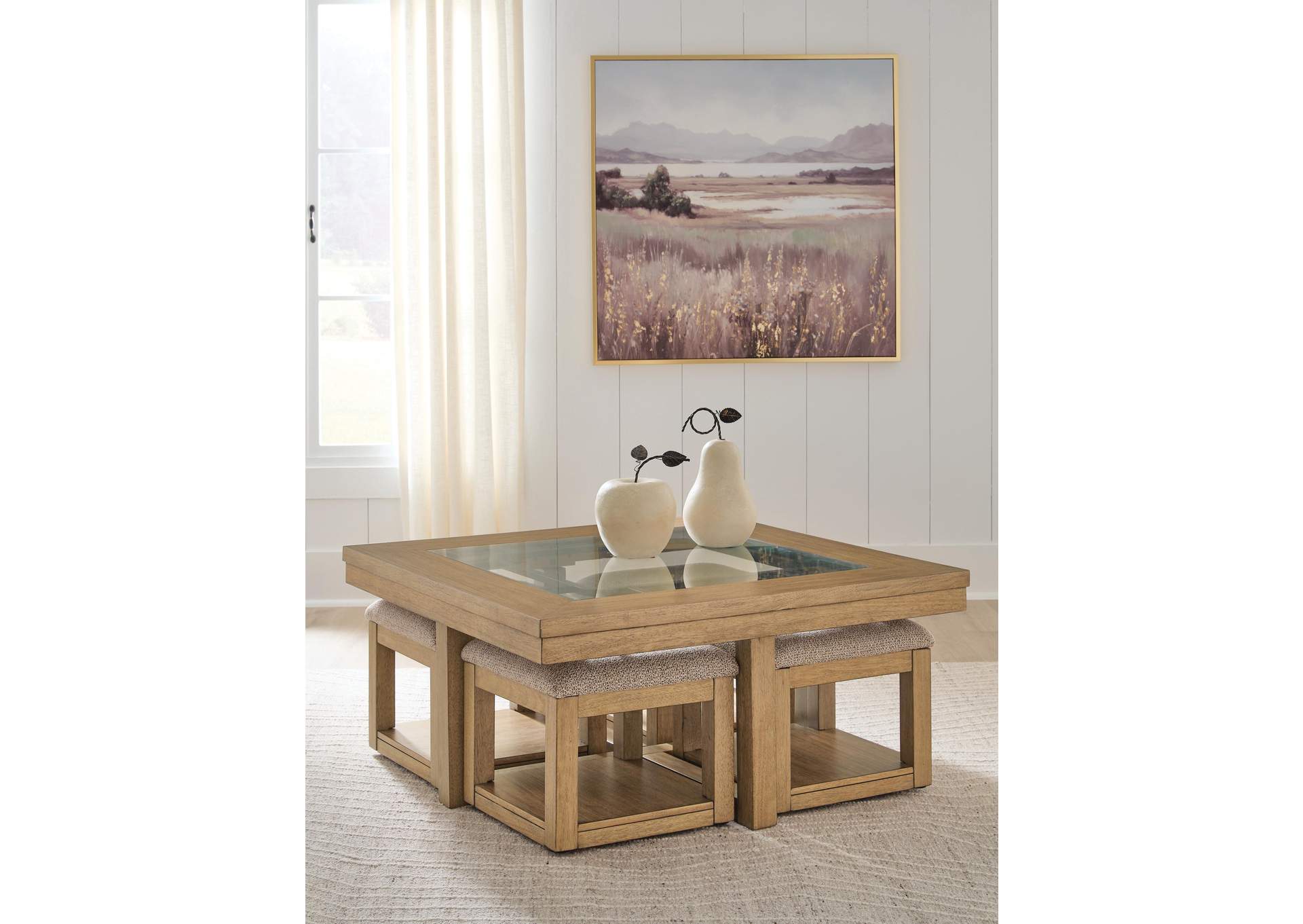 Wittenmyer Coffee Table with 4 Stools (Set of 5) image 2