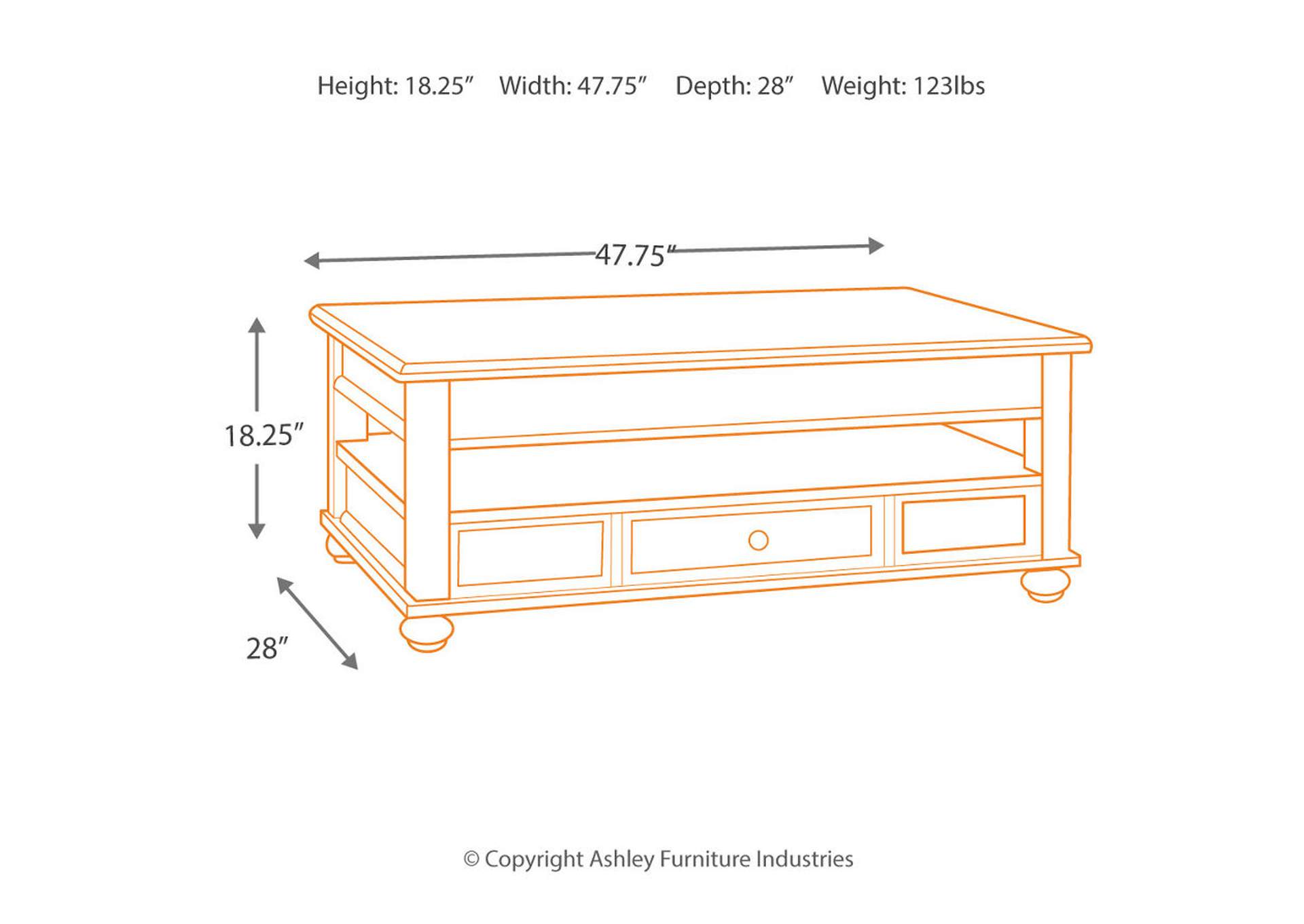 Barilanni Coffee Table with Lift Top