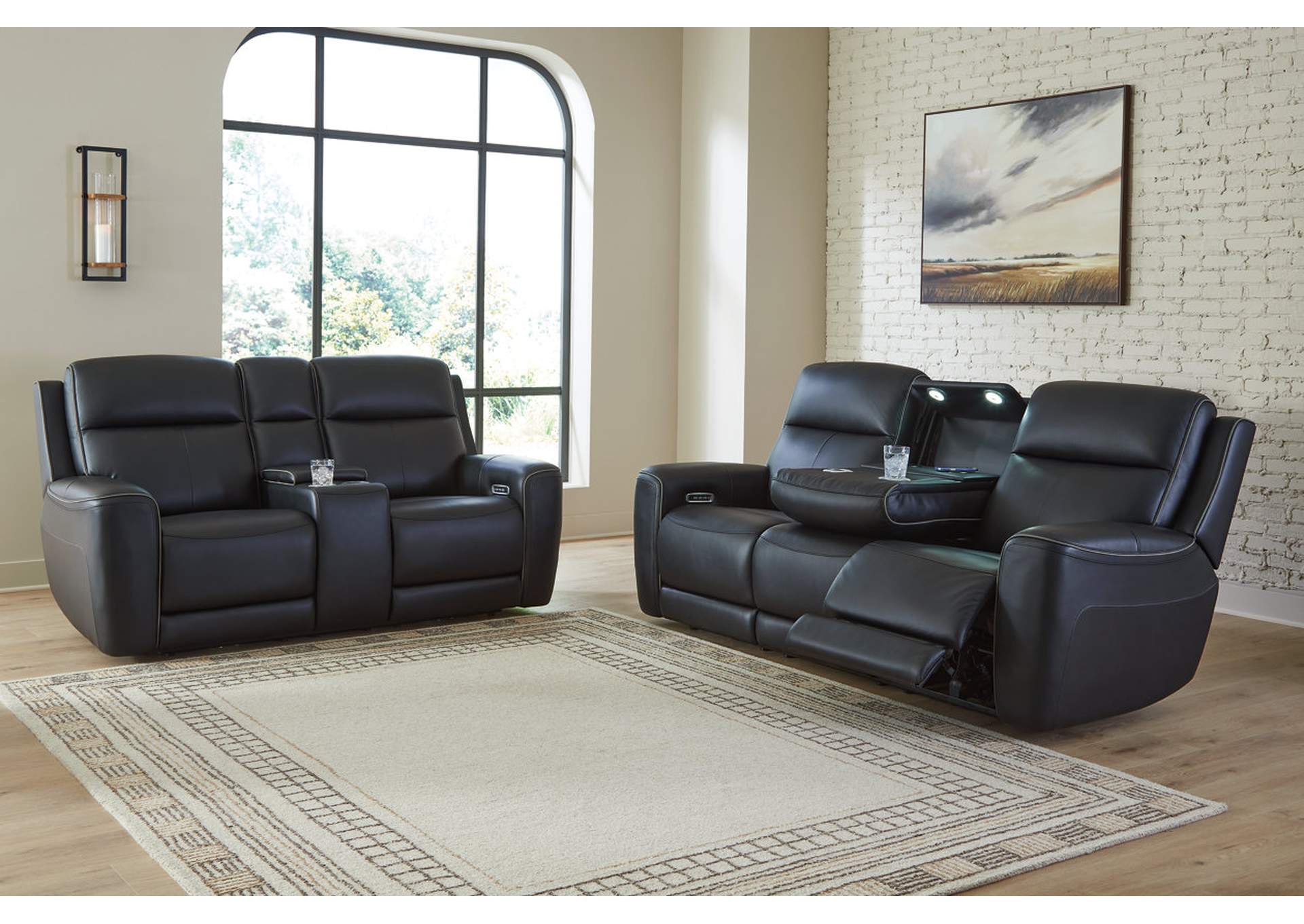 5Z-Relaxation Dual Power Reclining Leather Sofa and Loveseat image 5
