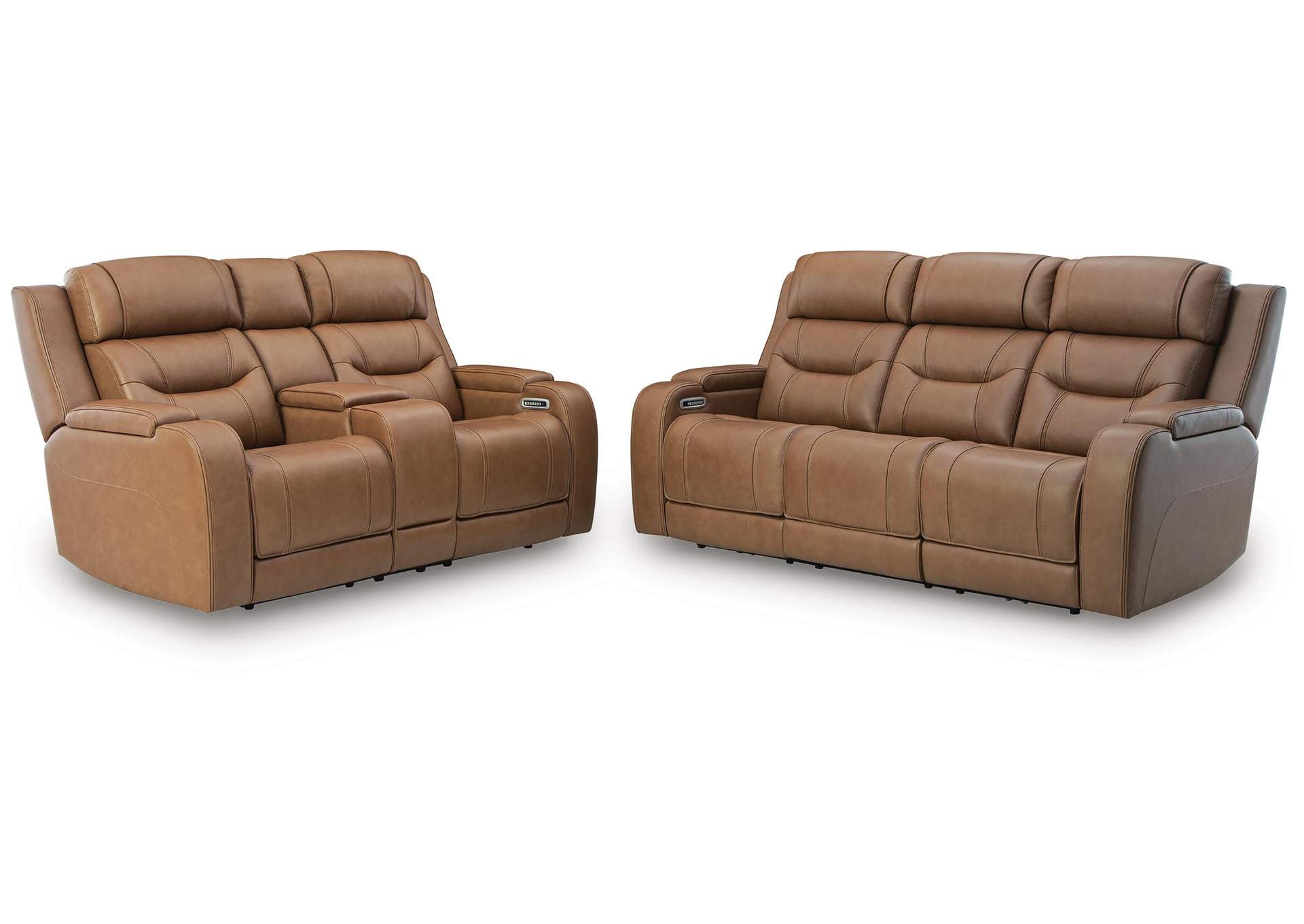 Knightington Power Reclining Sofa and Loveseat with Audio image 1