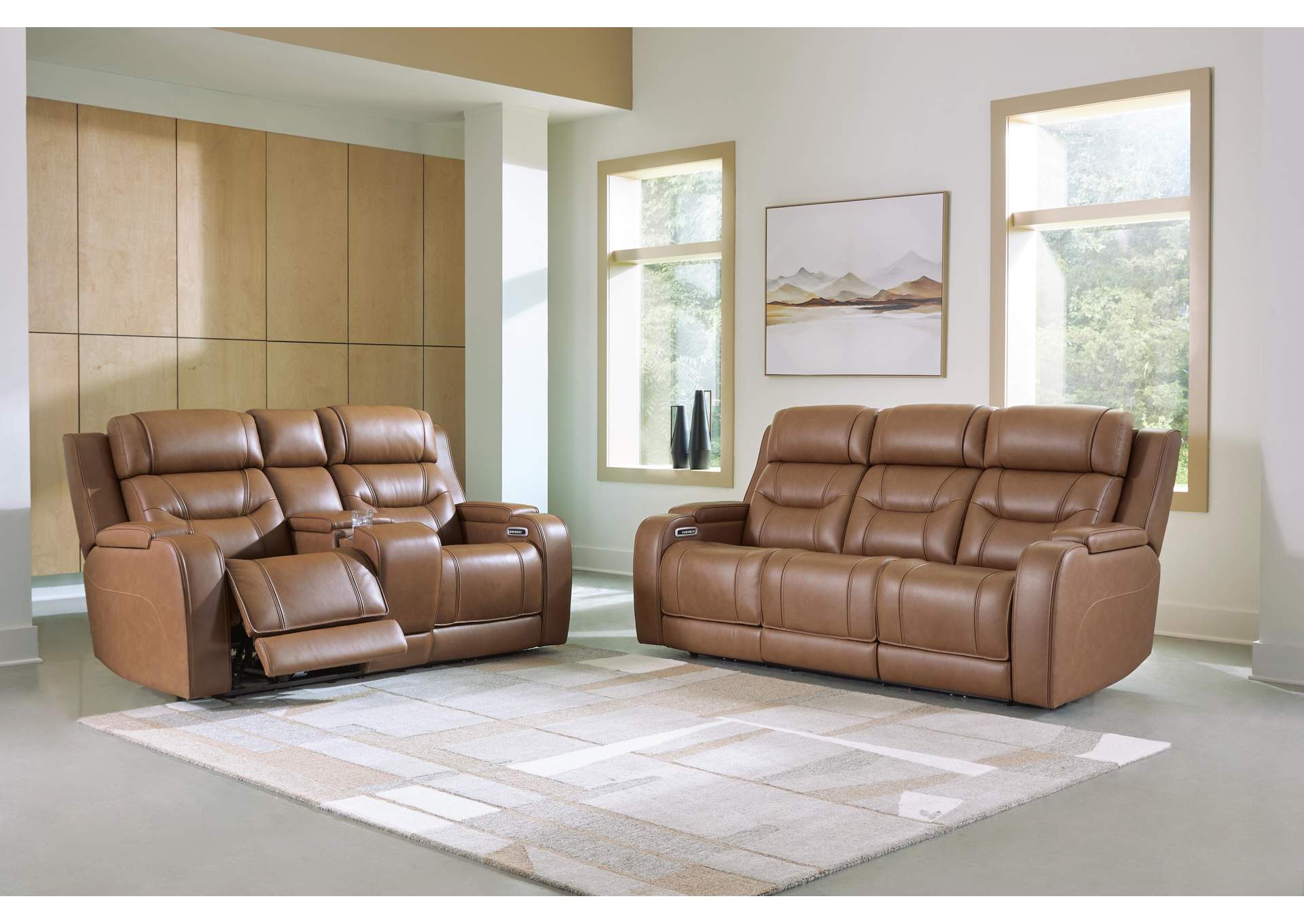 Knightington Power Reclining Sofa and Loveseat with Audio image 2