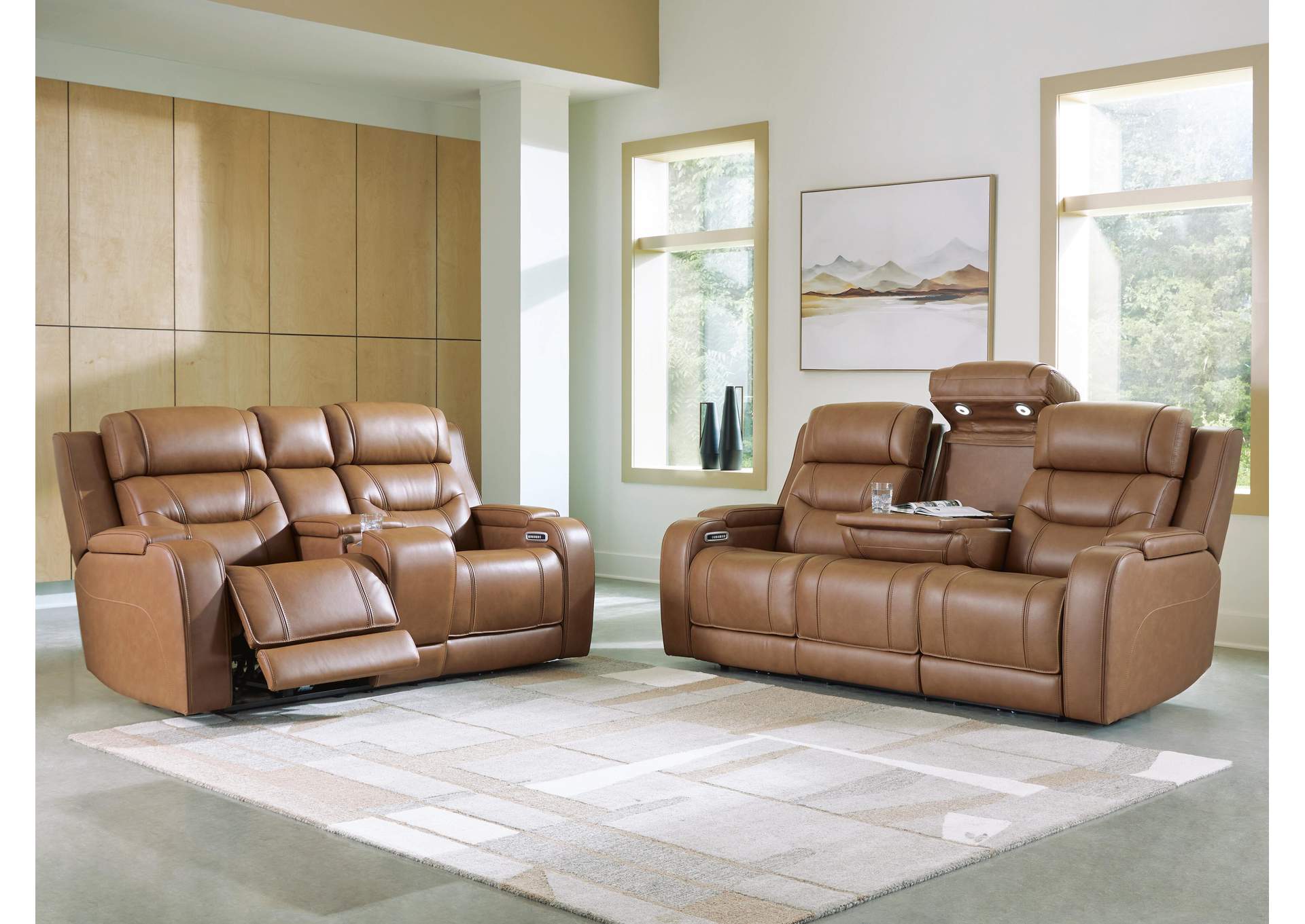 Dreamer Leather Dual Power Reclining Sofa and Loveseat Set image 4