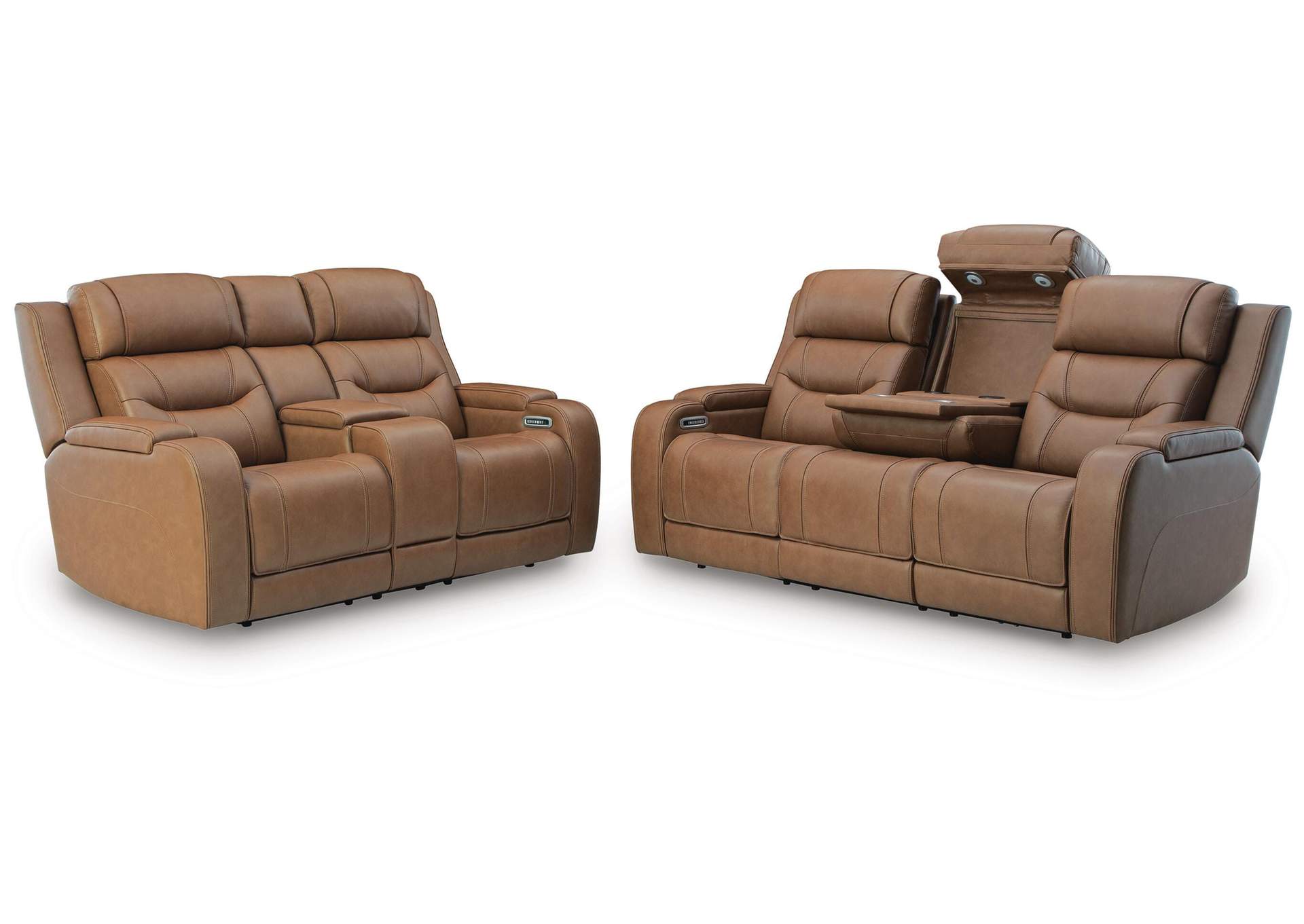 Dreamer Leather Dual Power Reclining Sofa and Loveseat Set image 3