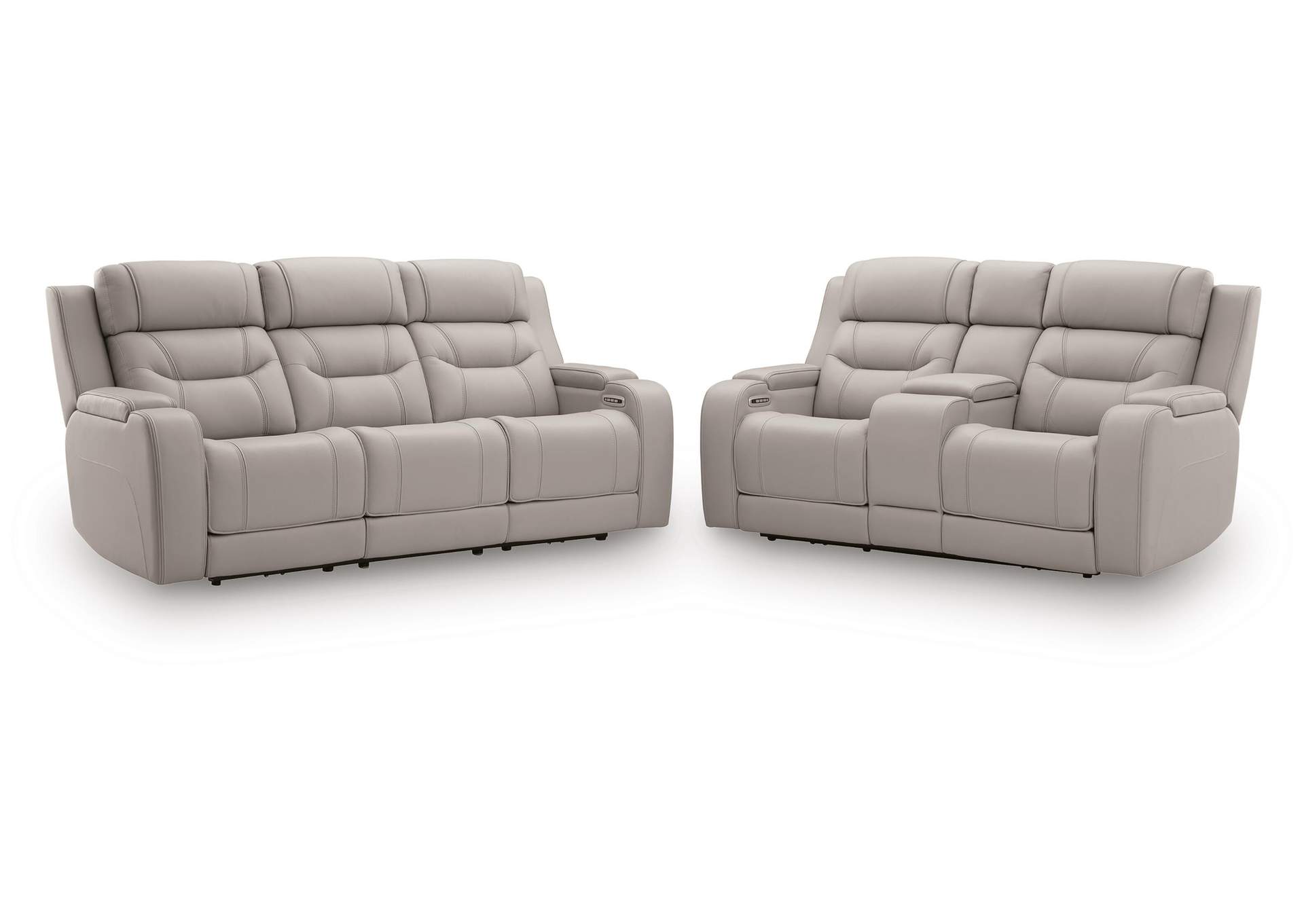 Dreamer Leather Dual Power Reclining Sofa and Loveseat Set image 1