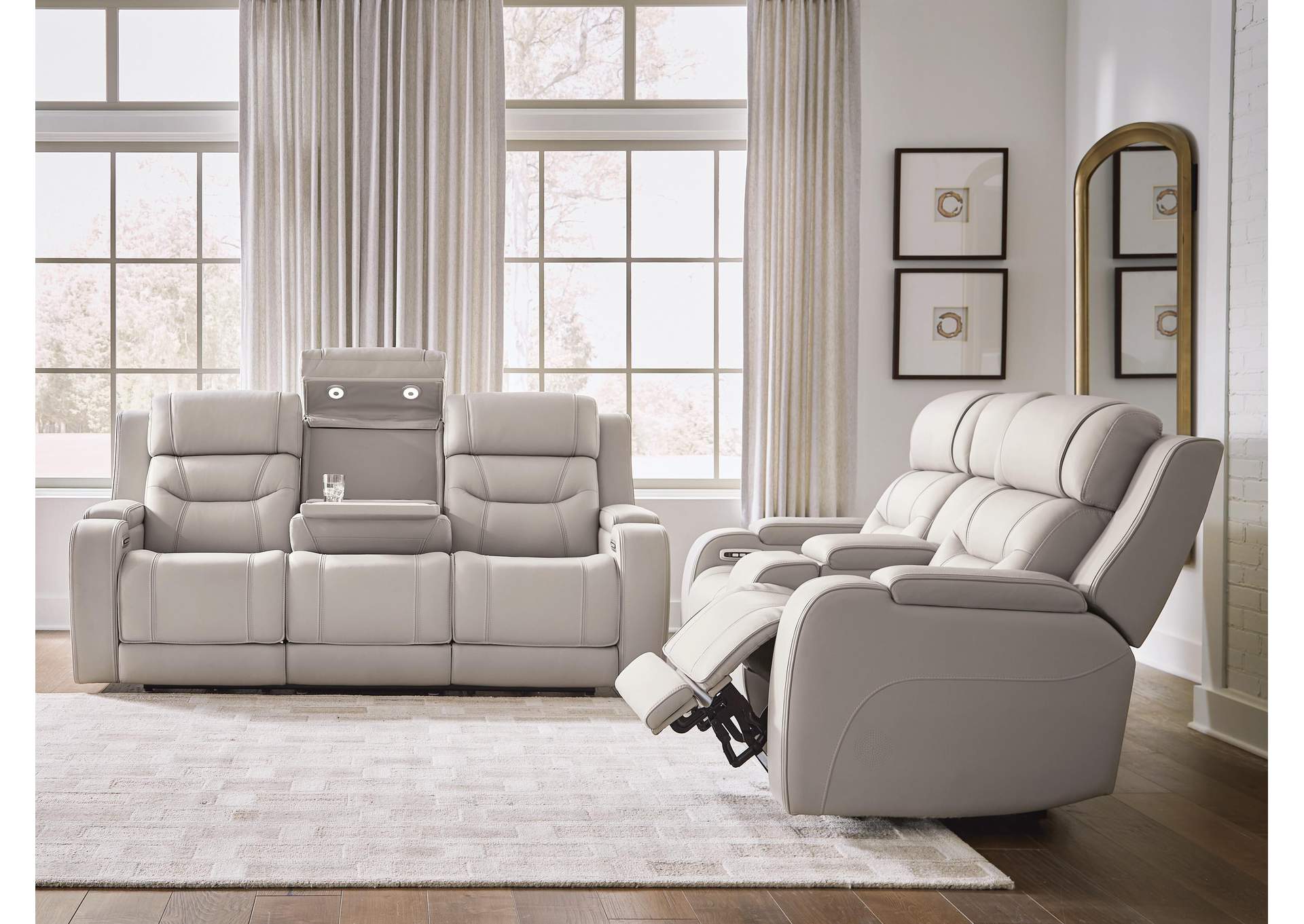 Dreamer Leather Dual Power Reclining Sofa and Loveseat Set image 13